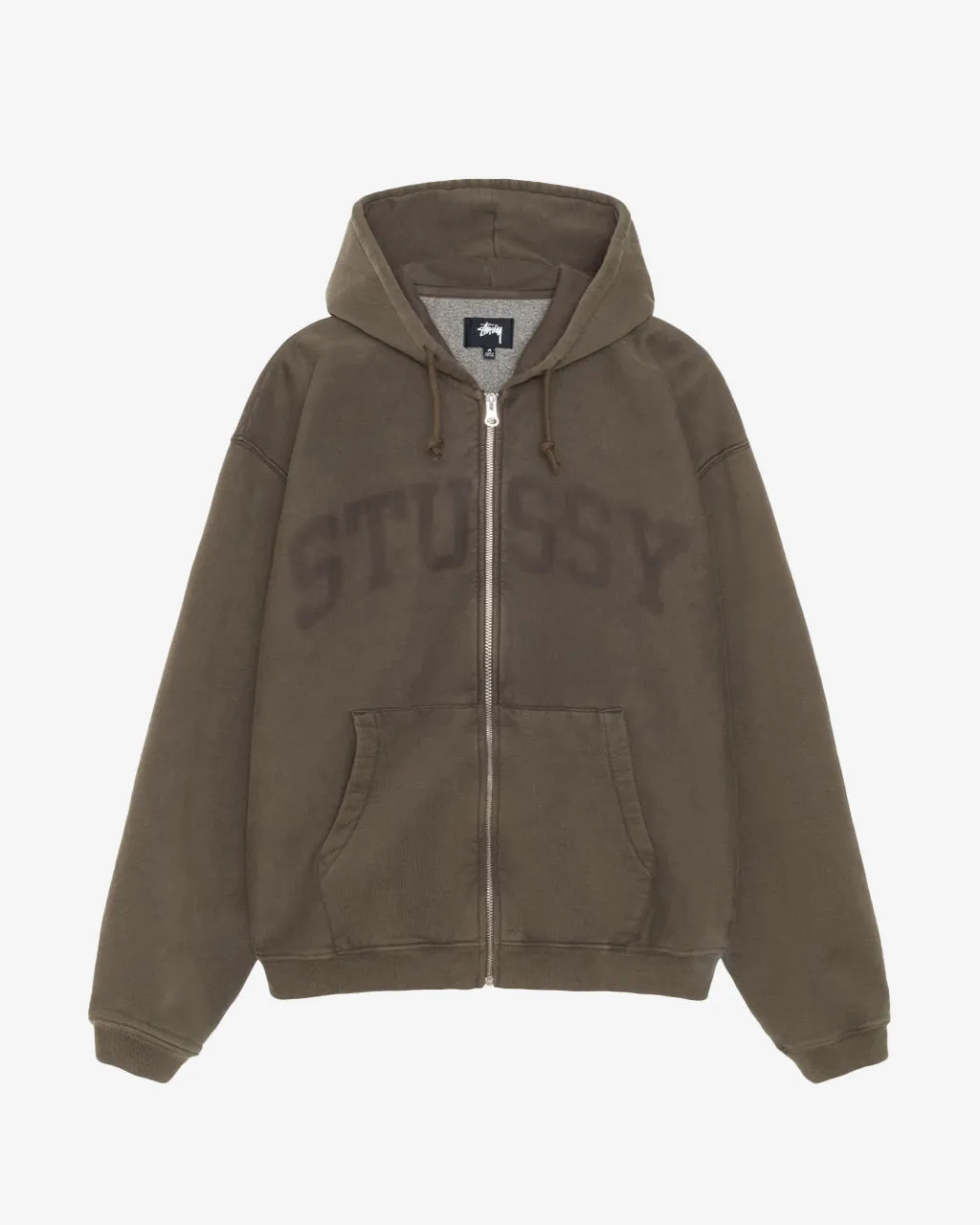 Faded Graphic Zip Hoodie Olive