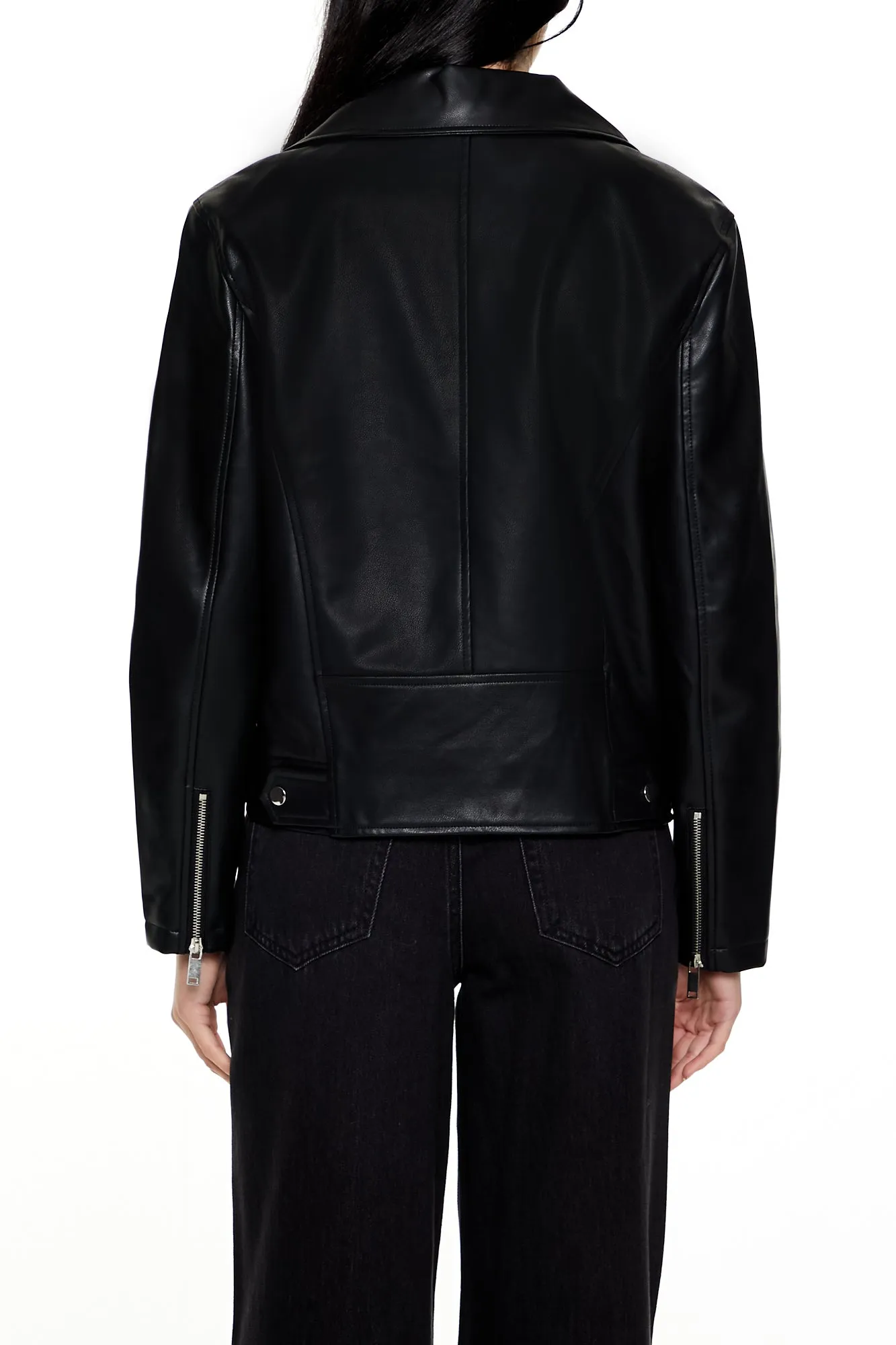 Faux Leather Zip-Up Moto Jacket