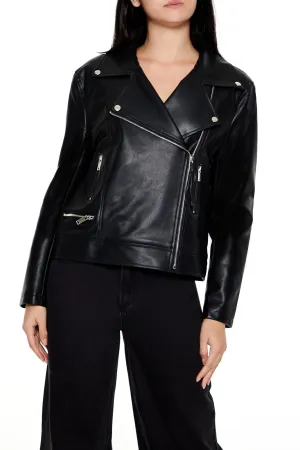 Faux Leather Zip-Up Moto Jacket