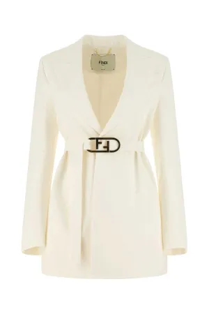 Fendi Logo Plaque Belted Blazer