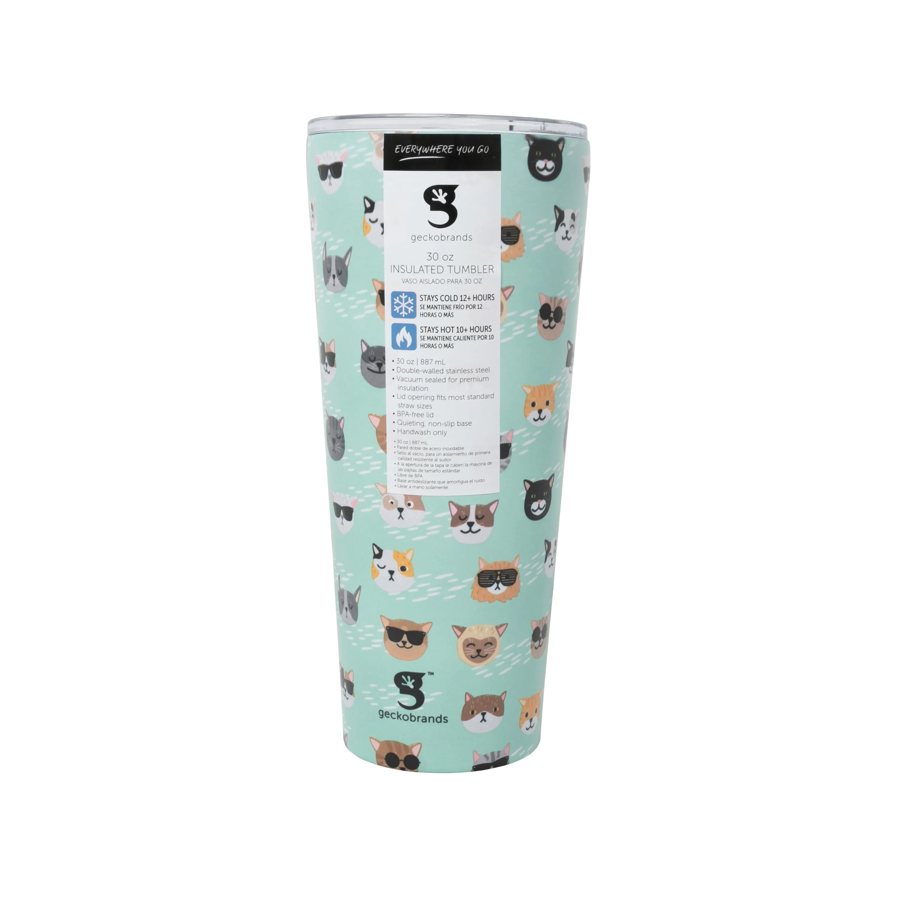 Geckobrands 30 oz Tumbler - Summer Cat