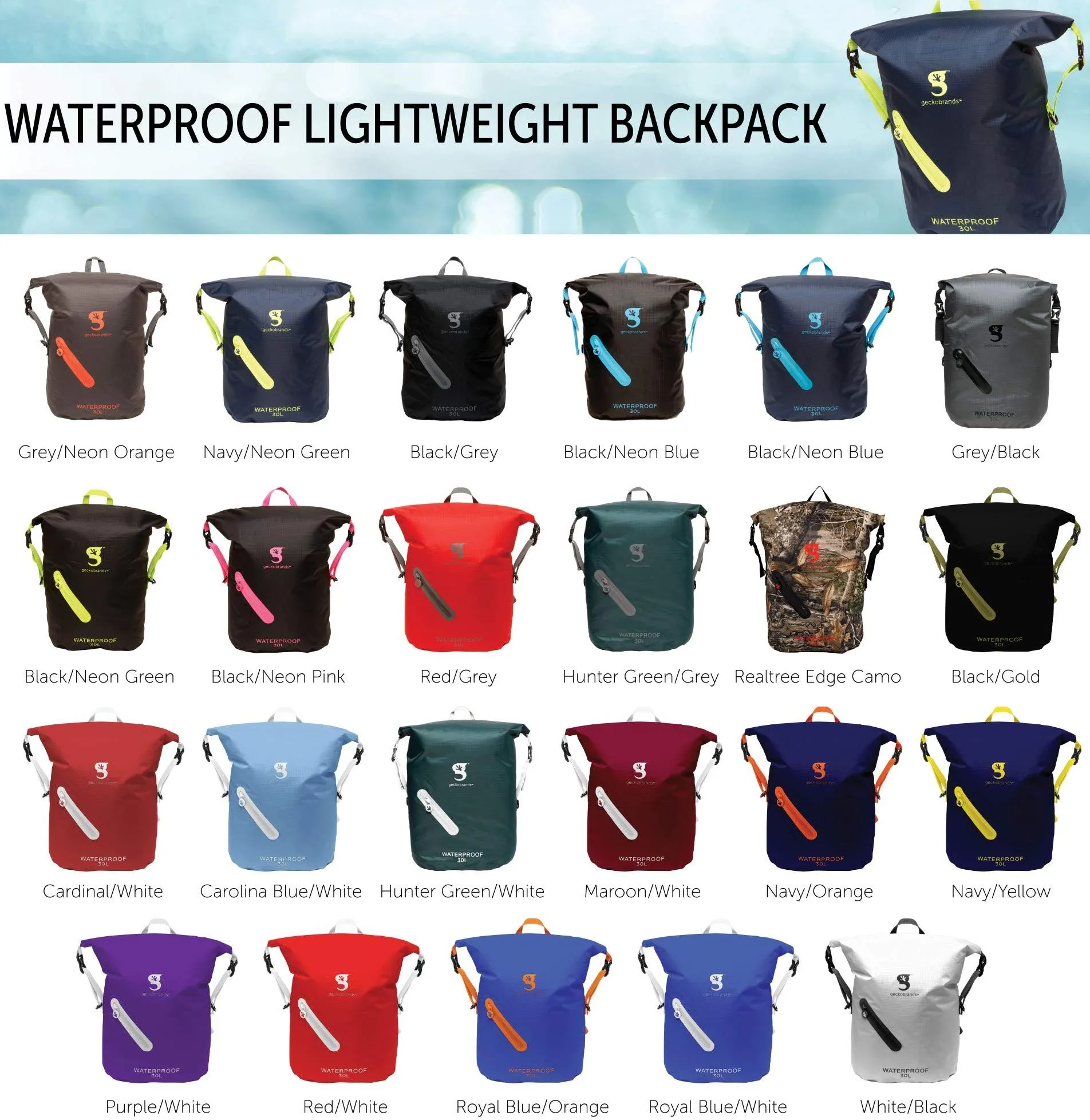 Geckobrands Waterproof Lightweight Backpack