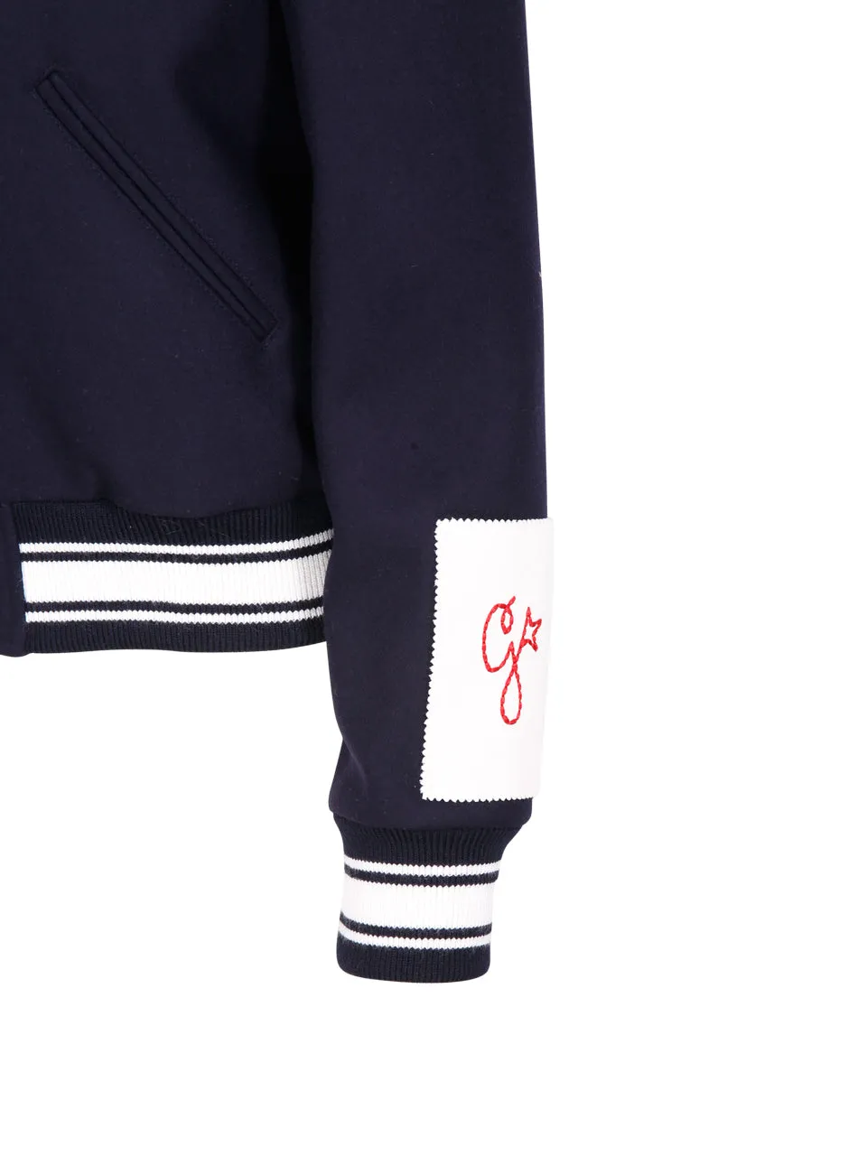 Golden Goose Deluxe Brand Logo Embroidered Striped Baseball Jacket
