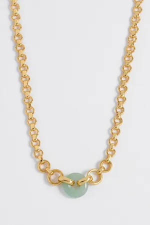 Green Quartz Graduated Round Link Chain Necklace
