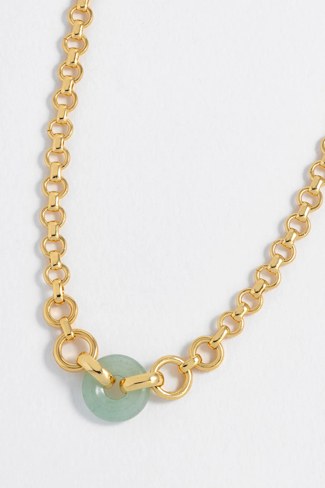 Green Quartz Graduated Round Link Chain Necklace