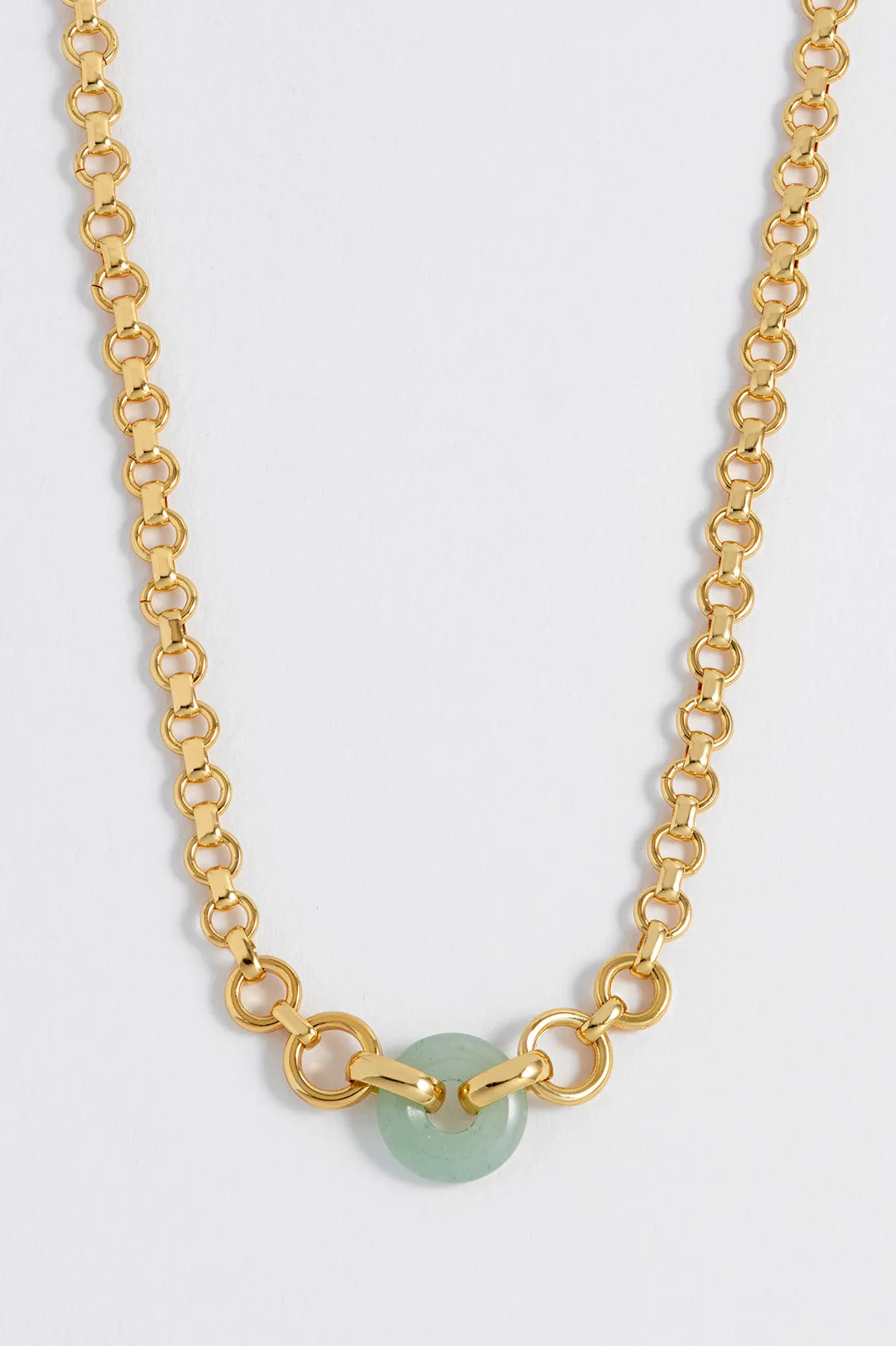 Green Quartz Graduated Round Link Chain Necklace