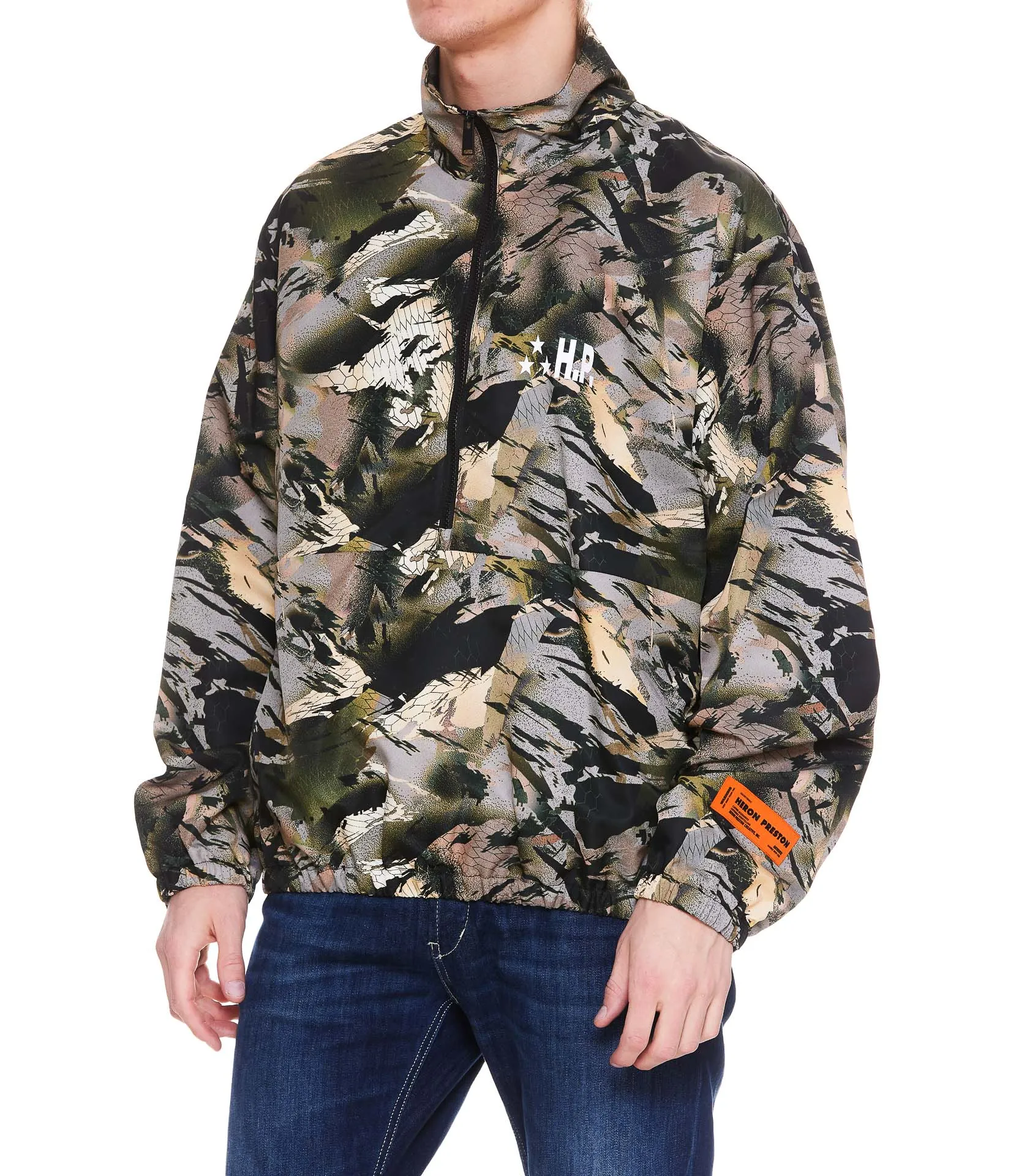Heron Preston Logo-Patch Camouflage Print Jacket