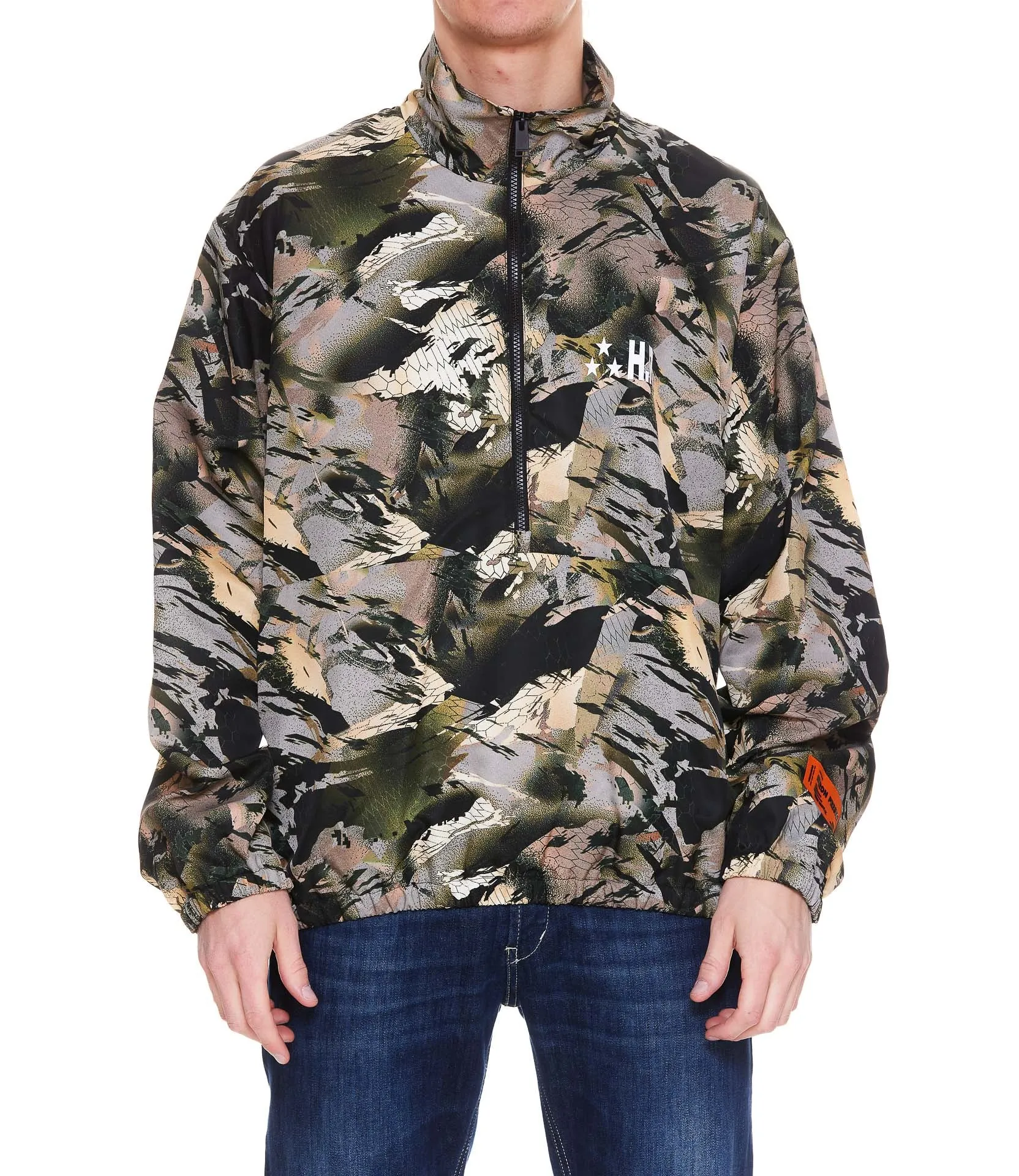 Heron Preston Logo-Patch Camouflage Print Jacket