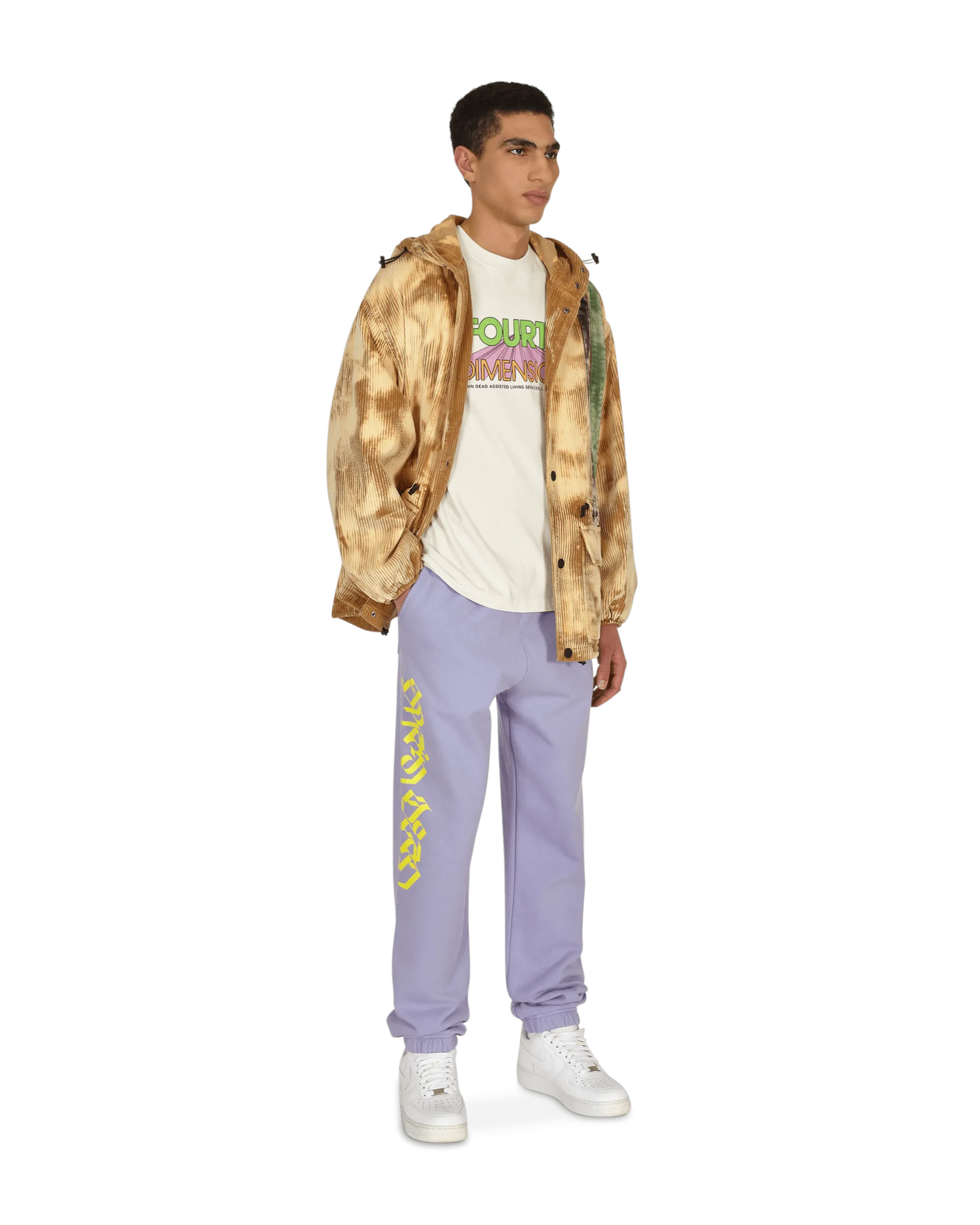 Hooded Corduroy Racing Jacket Beige
