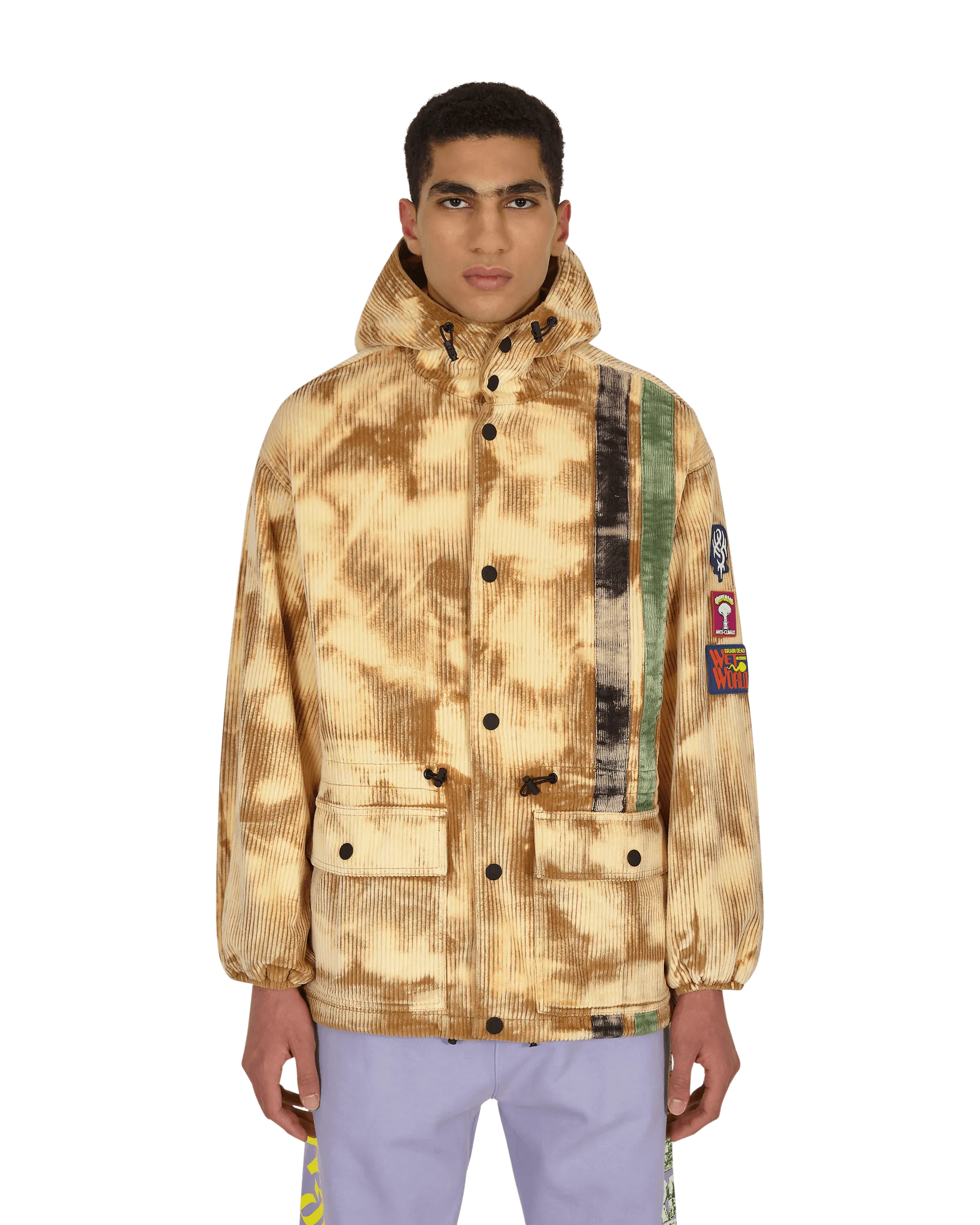 Hooded Corduroy Racing Jacket Beige