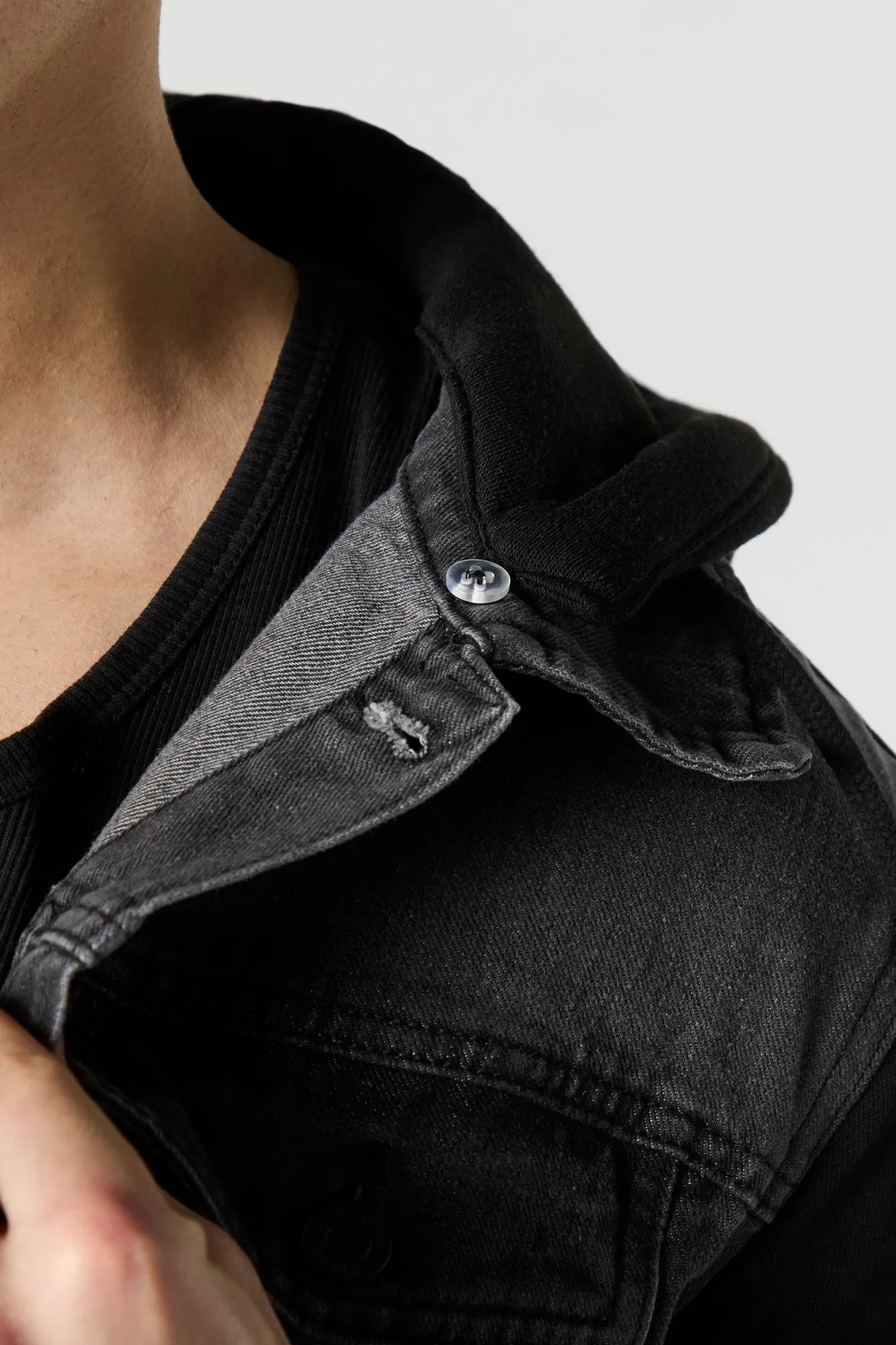 Jacket en denim à capuchon en molleton