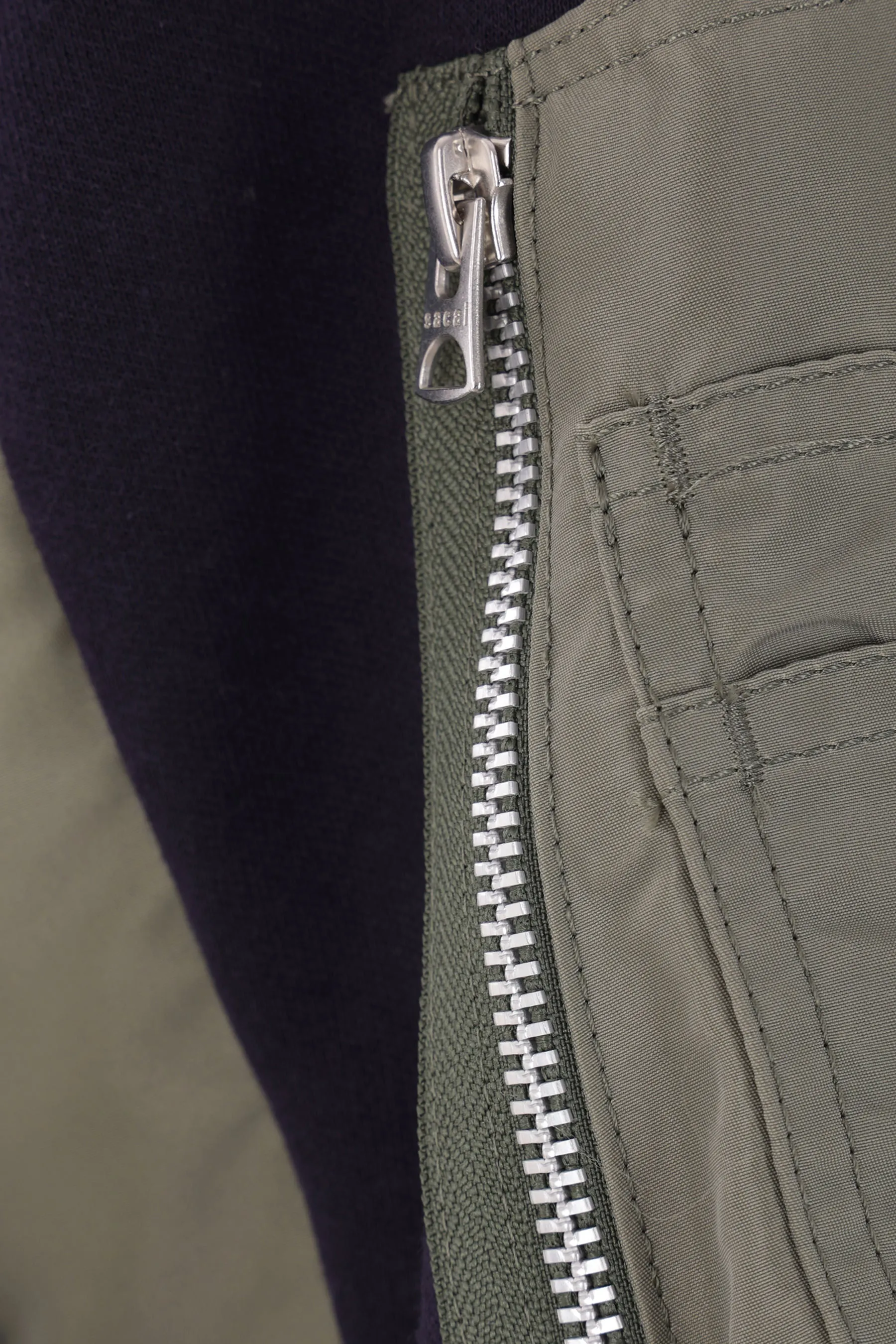 jersey and twill full-zip hoodie