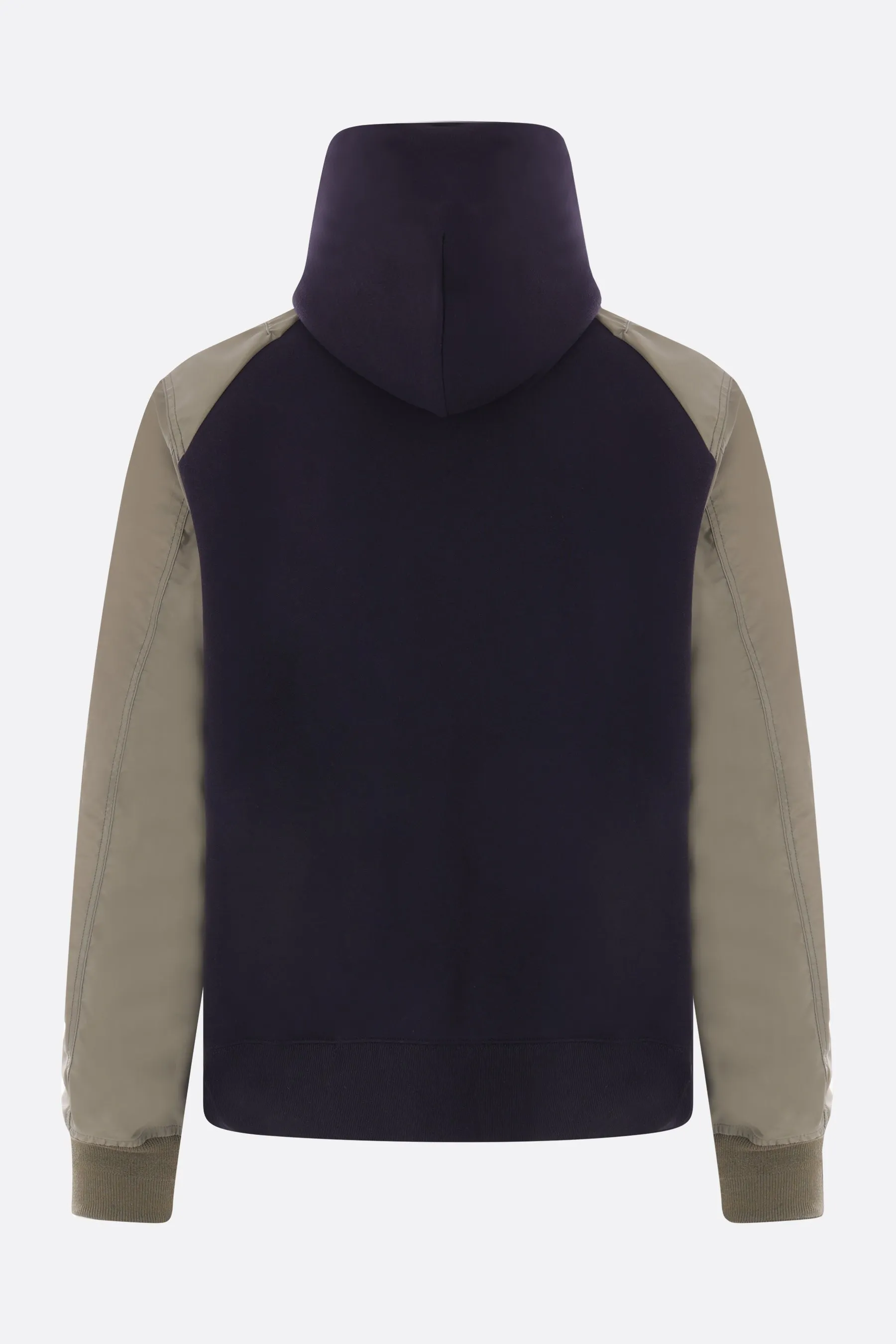 jersey and twill full-zip hoodie