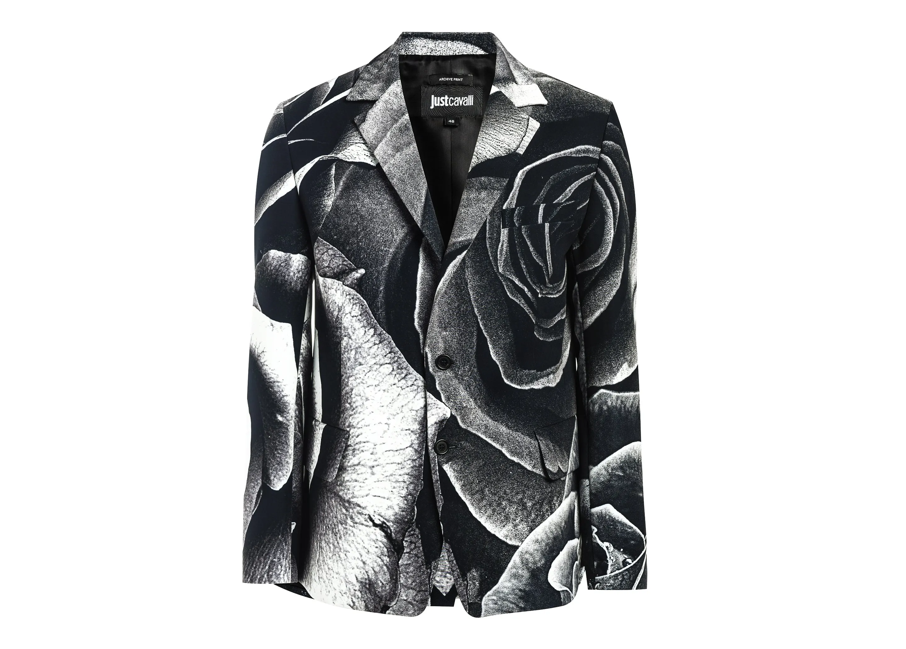 Just Cavalli Allover Rose Print Single Breasted Blazer