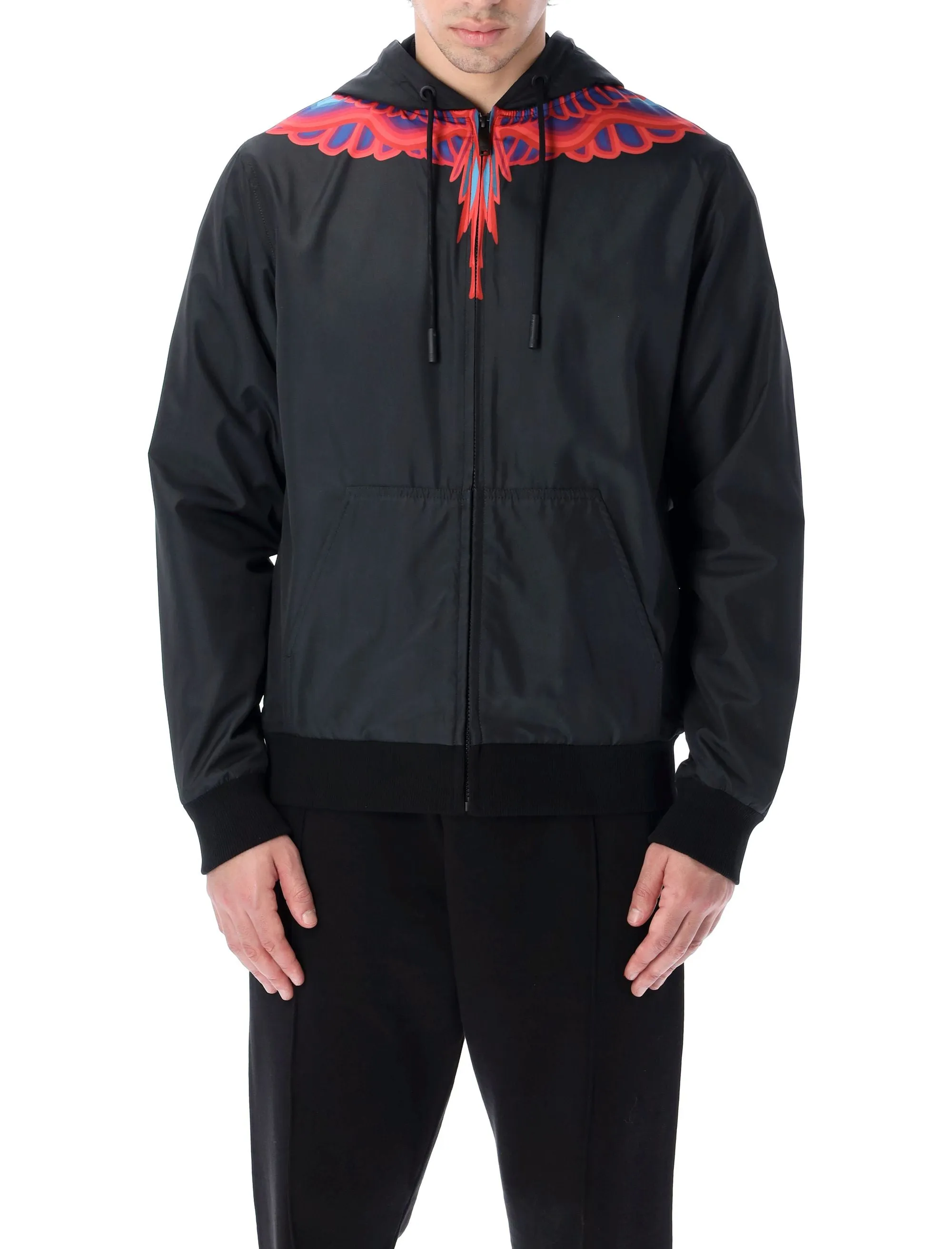 Marcelo Burlon County Of Milan Curved Wings Printed Zipped Jacket