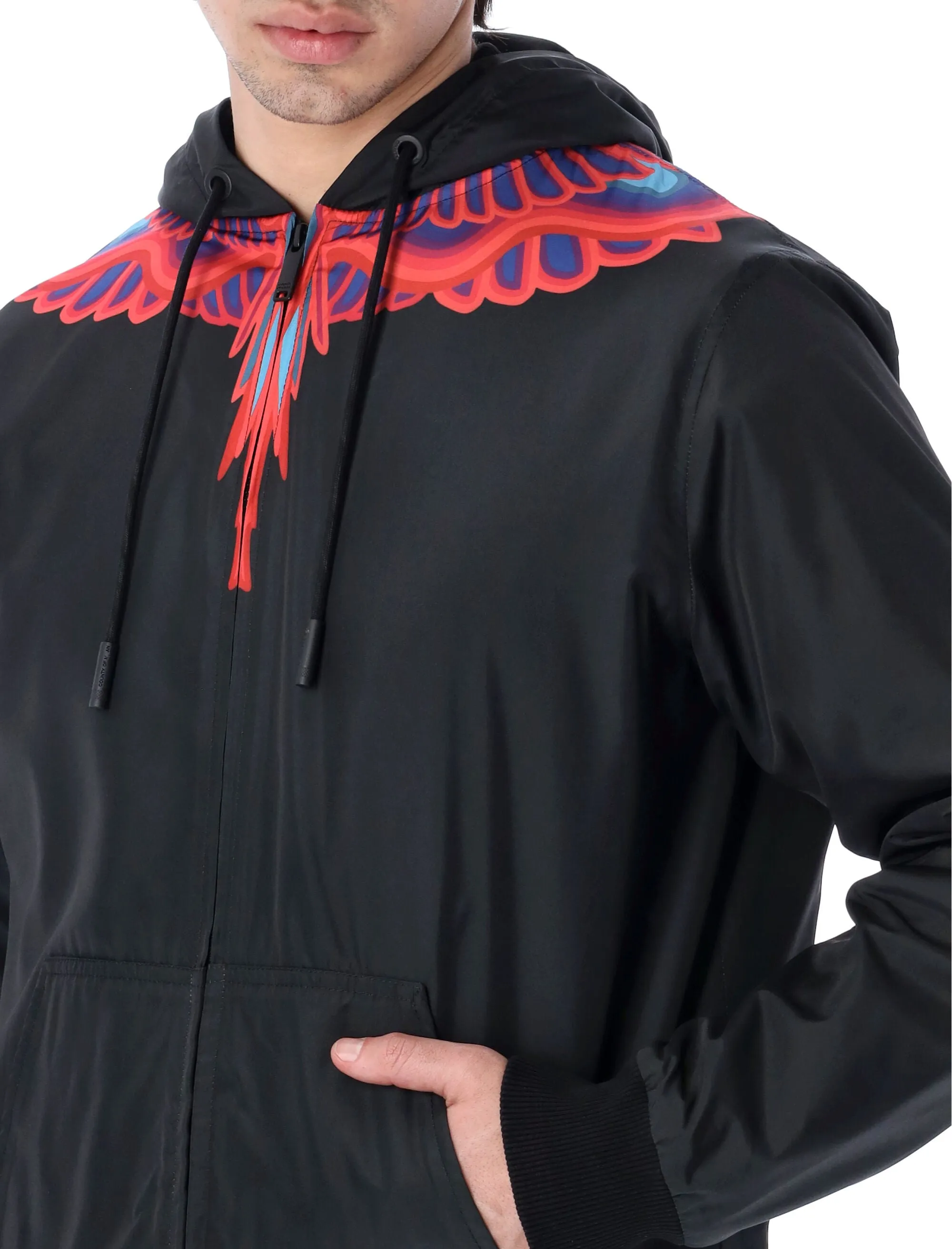Marcelo Burlon County Of Milan Curved Wings Printed Zipped Jacket