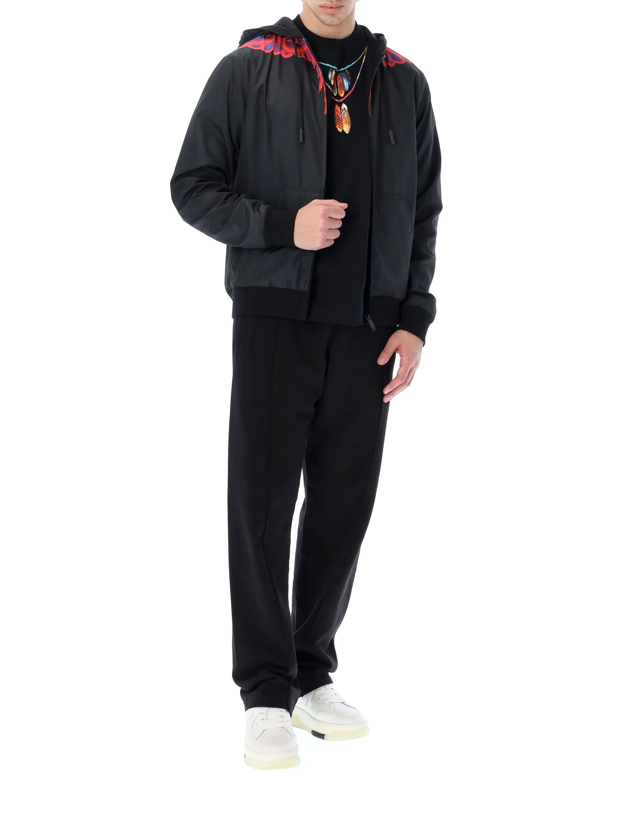 Marcelo Burlon County Of Milan Curved Wings Printed Zipped Jacket