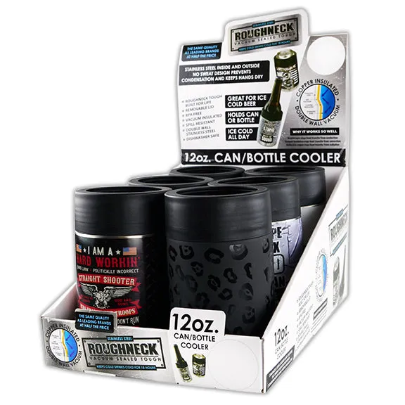 Metal Insulated 12 Oz Can Cooler - 6 Pieces Per Retail Ready Display 22269