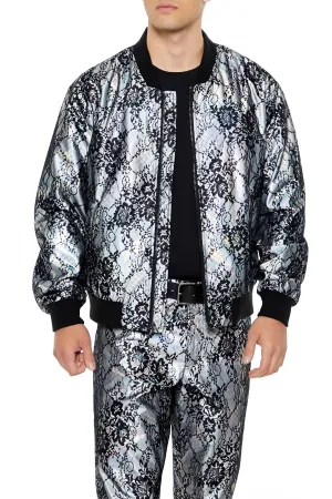Metallic Lace Bomber Jacket