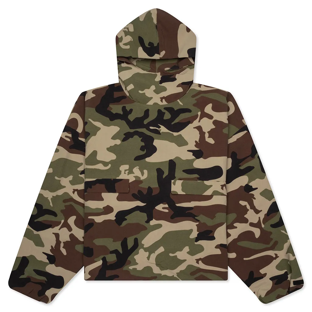 Military Nylon Hooded Anorak - Woodland Camo