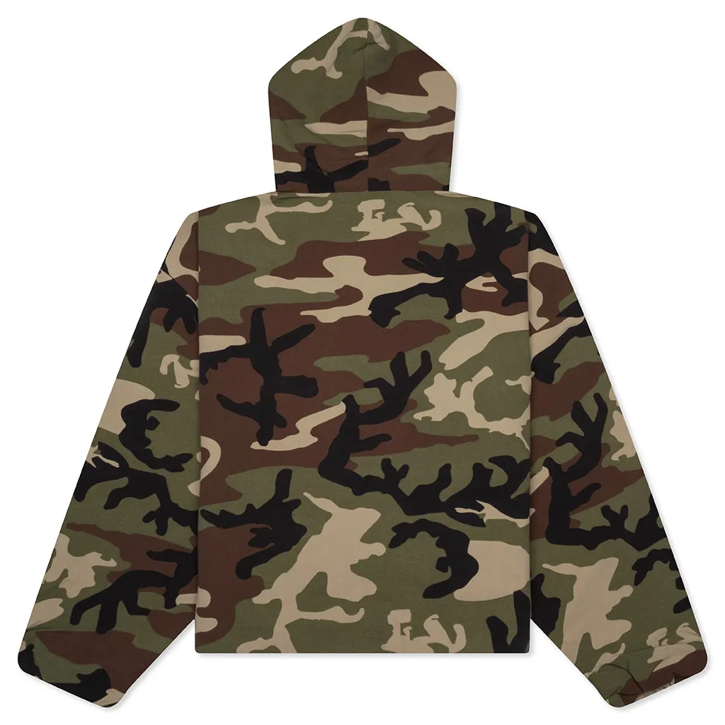 Military Nylon Hooded Anorak - Woodland Camo