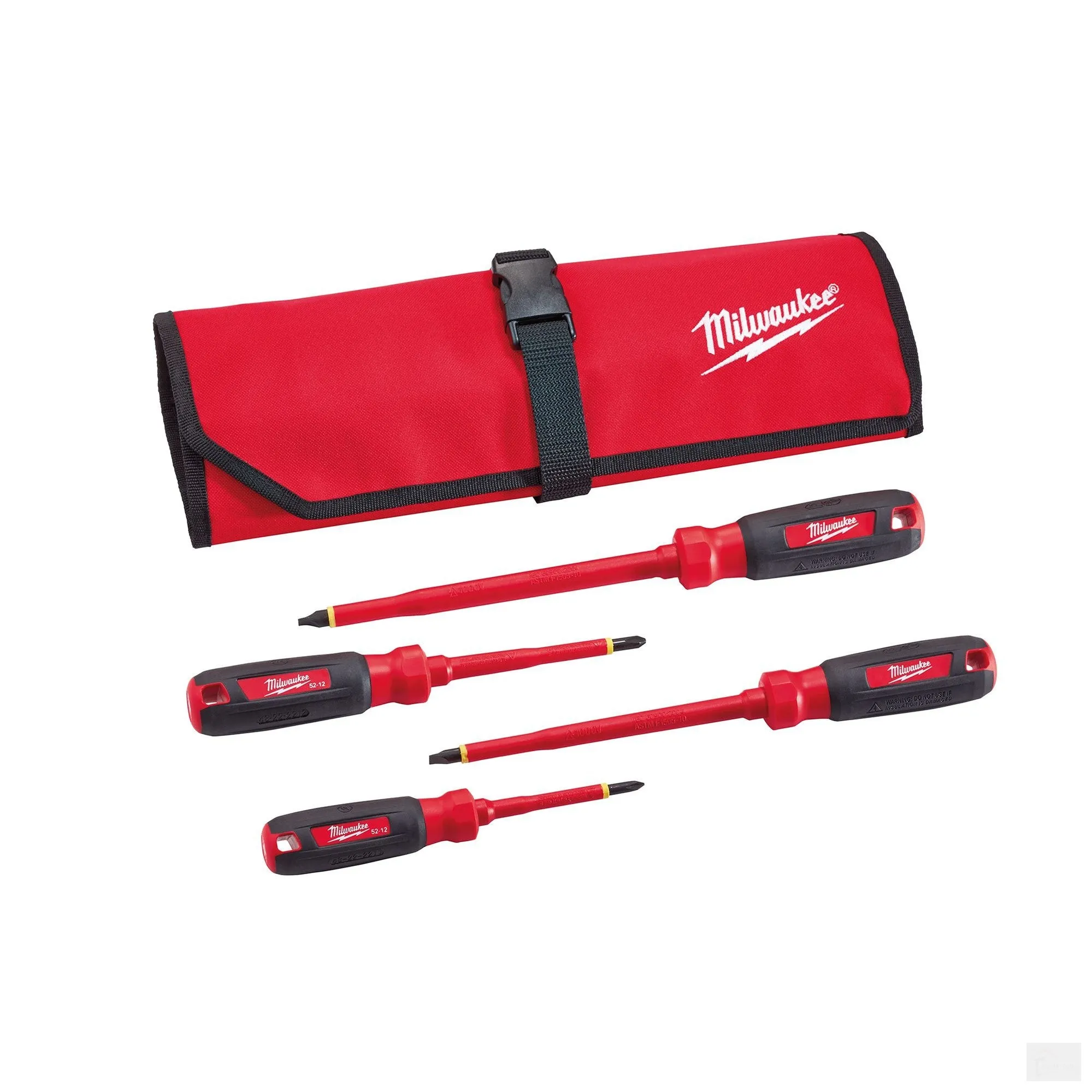 Milwaukee 4 PC 1000V Insulated Screwdriver Set w/ Roll Pouch (48-22-2204)