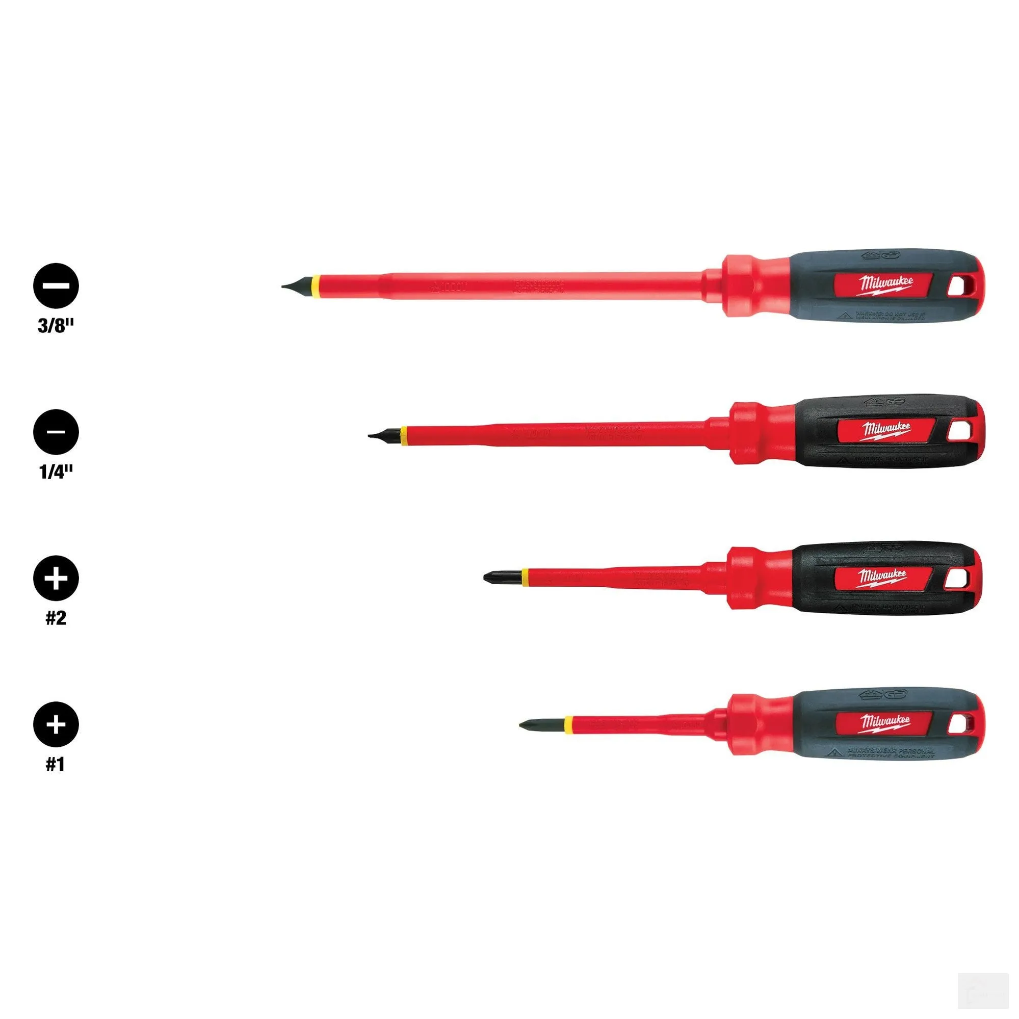 Milwaukee 4 PC 1000V Insulated Screwdriver Set w/ Roll Pouch (48-22-2204)