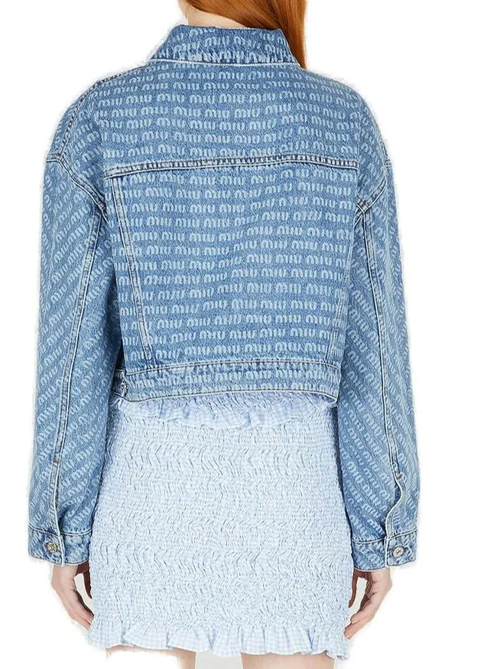 Miu Miu Logo Printed Cropped Jacket