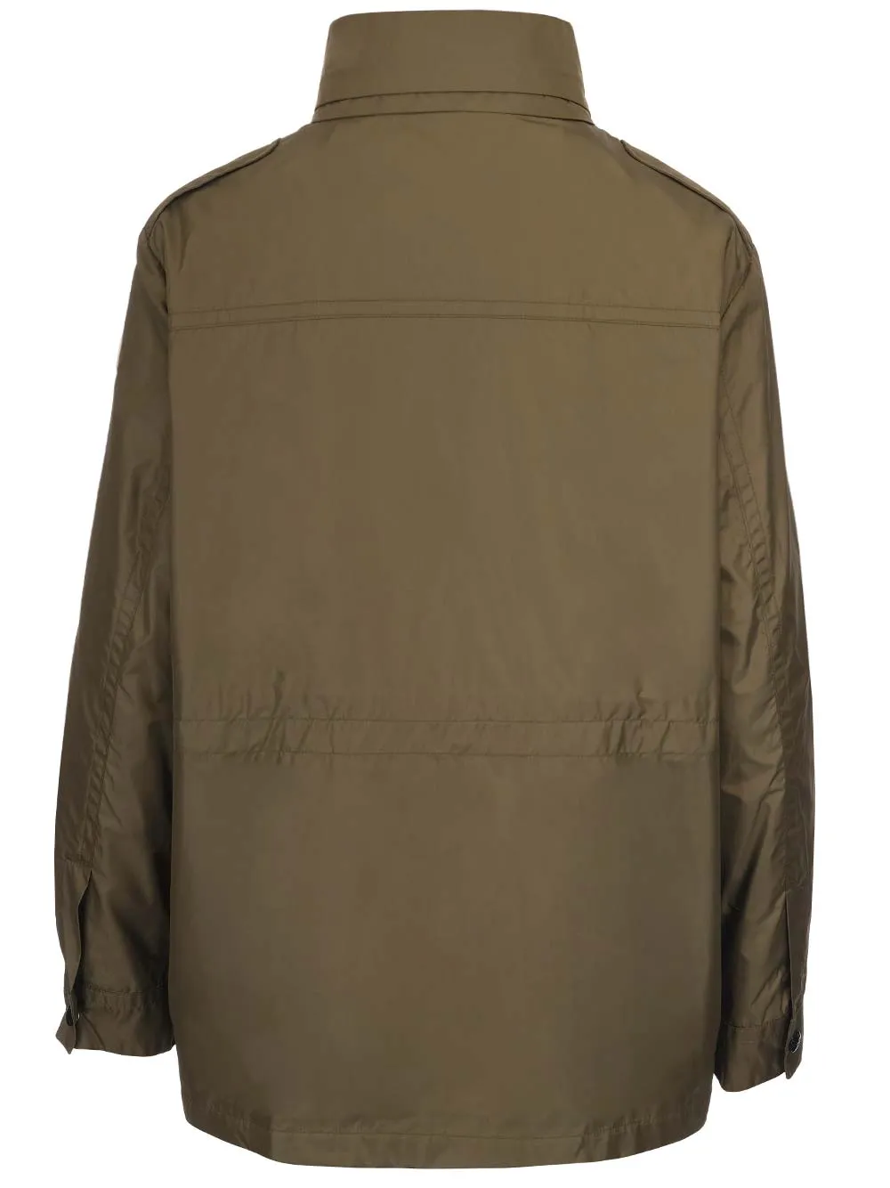 Moncler Logo Patch Drawstring Aged Rain Jacket