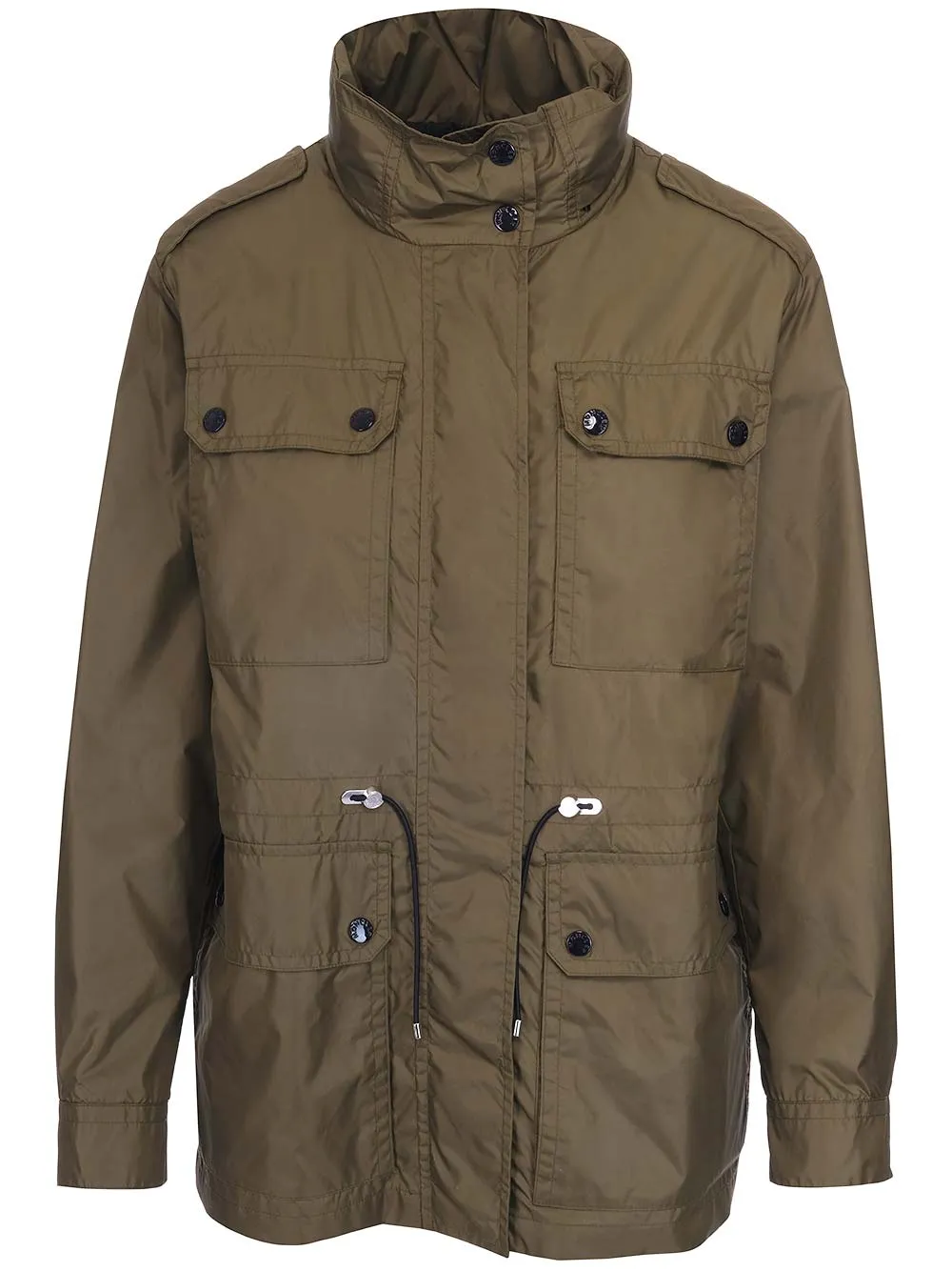 Moncler Logo Patch Drawstring Aged Rain Jacket