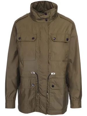 Moncler Logo Patch Drawstring Aged Rain Jacket