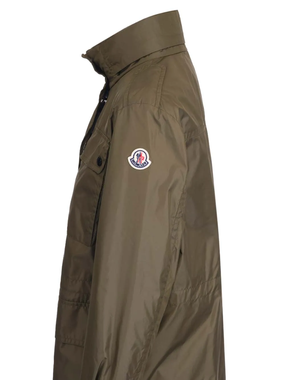 Moncler Logo Patch Drawstring Aged Rain Jacket