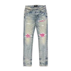 MX1 Cracked Pink Leather Jeans Clay Indigo
