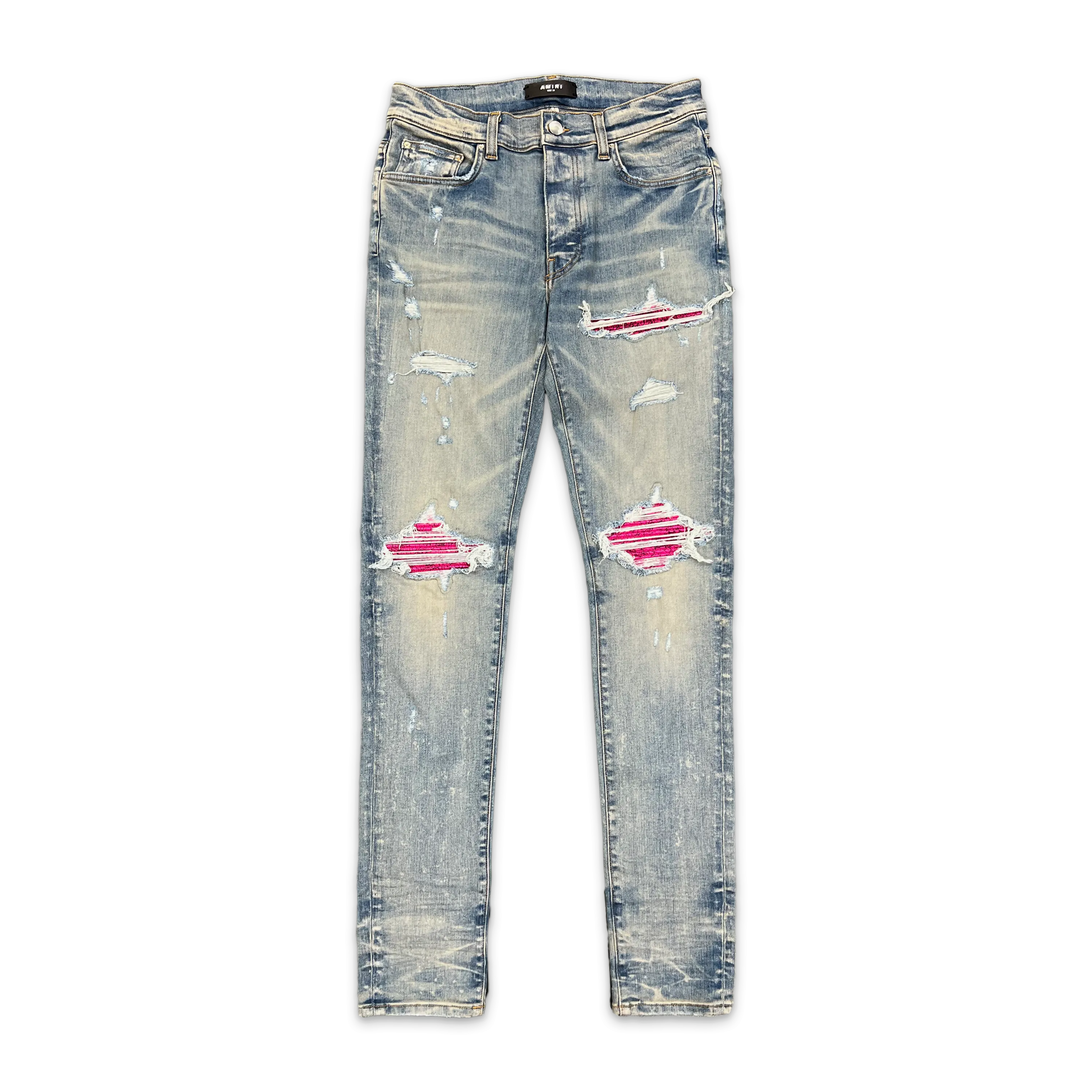 MX1 Cracked Pink Leather Jeans Clay Indigo