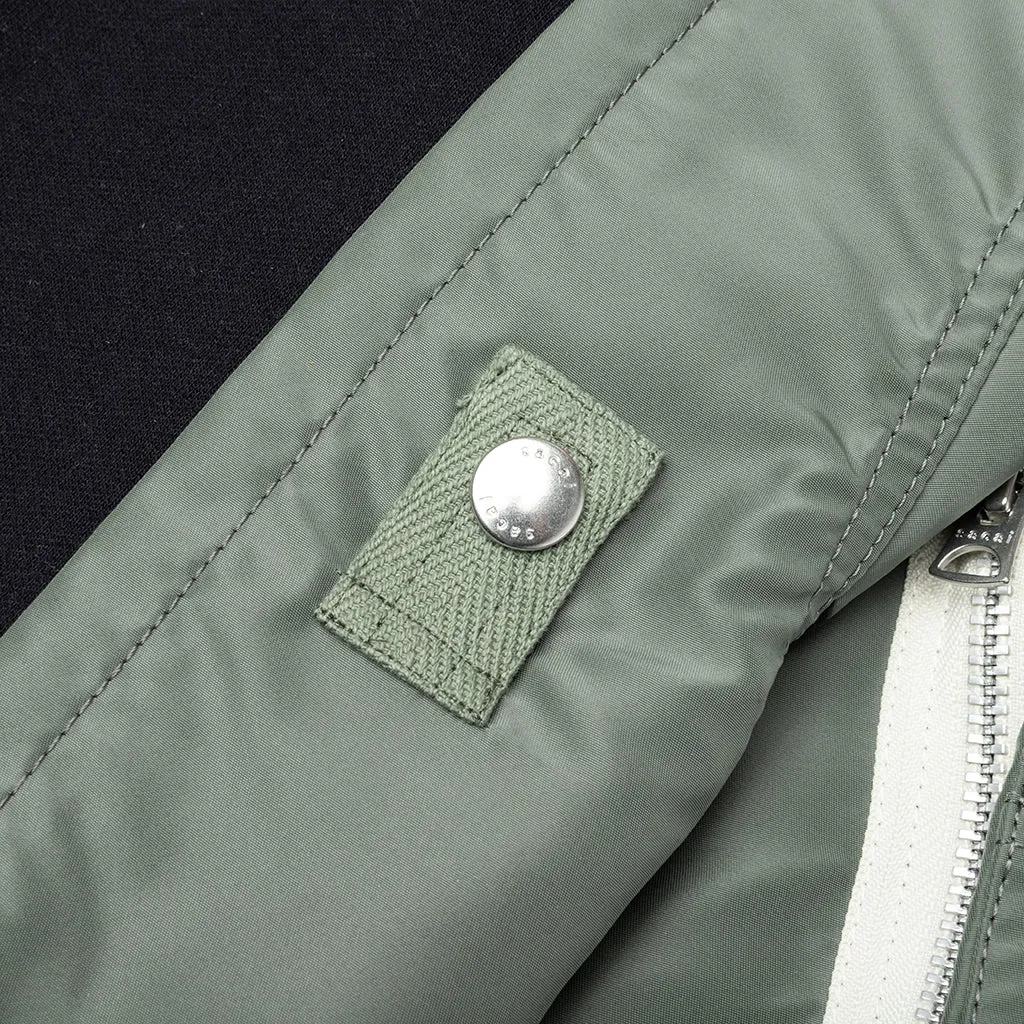 Nylon Twill X Sponge Sweat Hoodie - Navy/Khaki