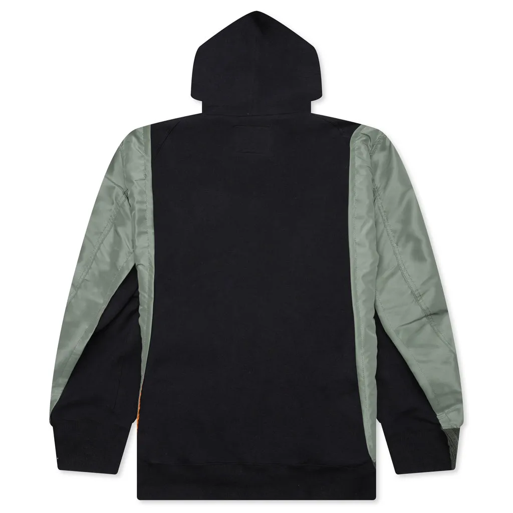 Nylon Twill X Sponge Sweat Hoodie - Navy/Khaki