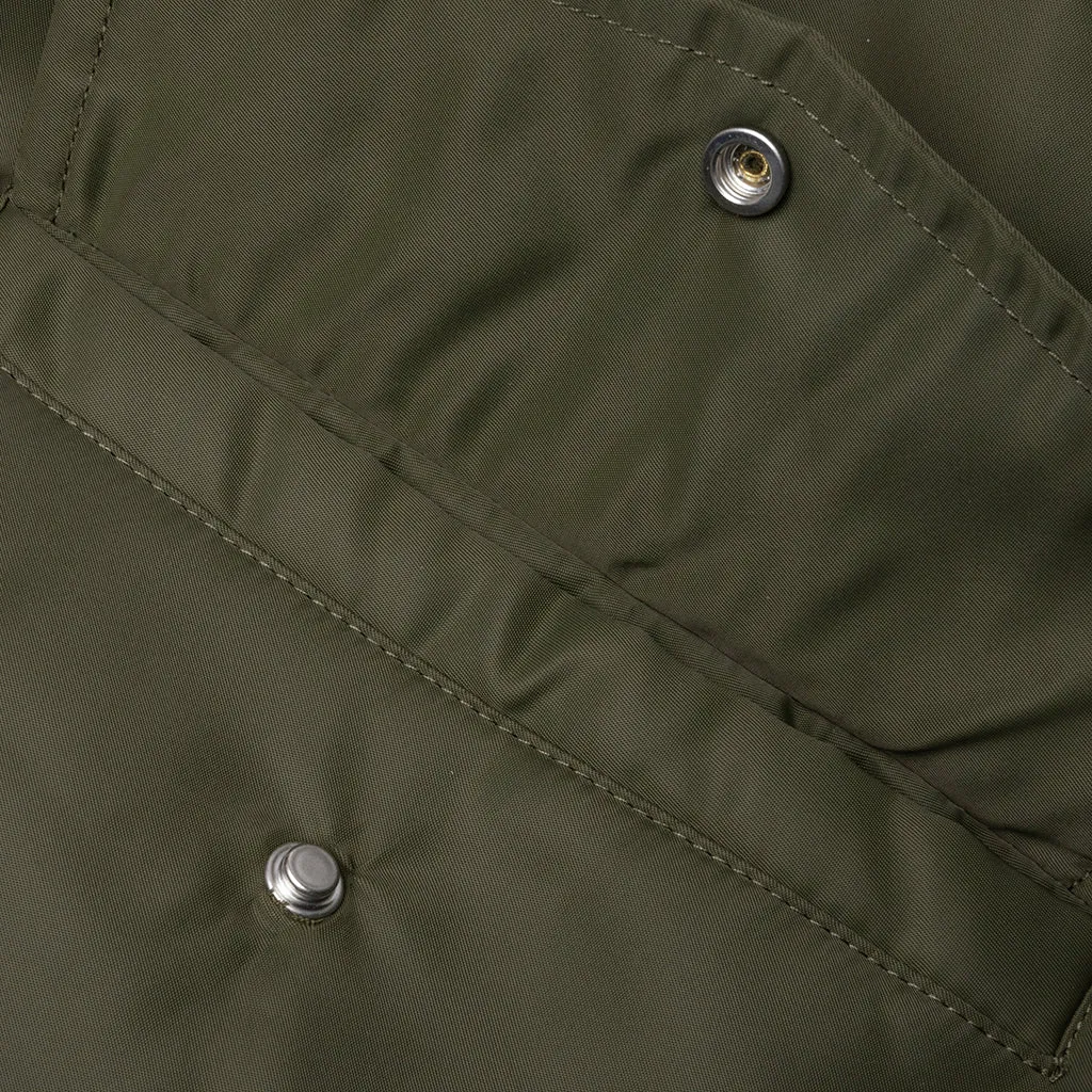 Oversized Curved Hem Bomber Jacket - Olive