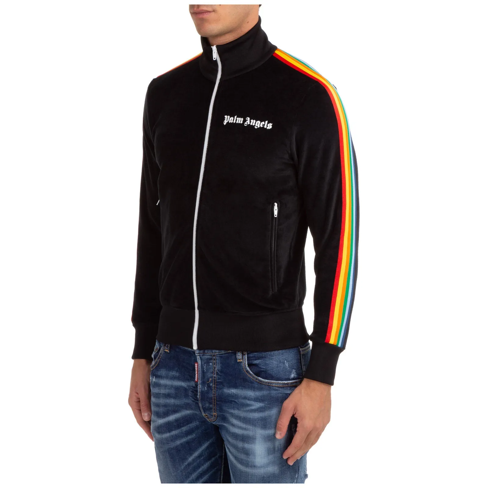 Palm Angels Rainbow Stripe Chenille Track Jacket