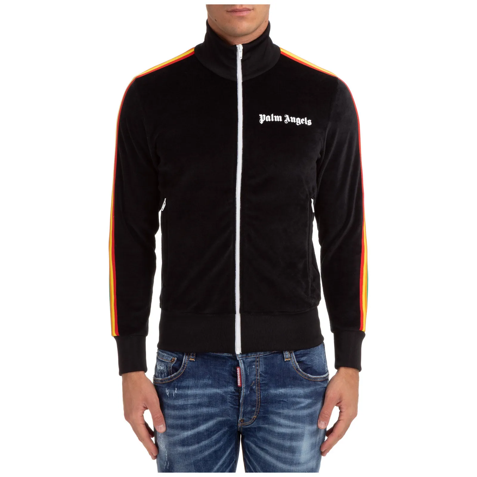 Palm Angels Rainbow Stripe Chenille Track Jacket