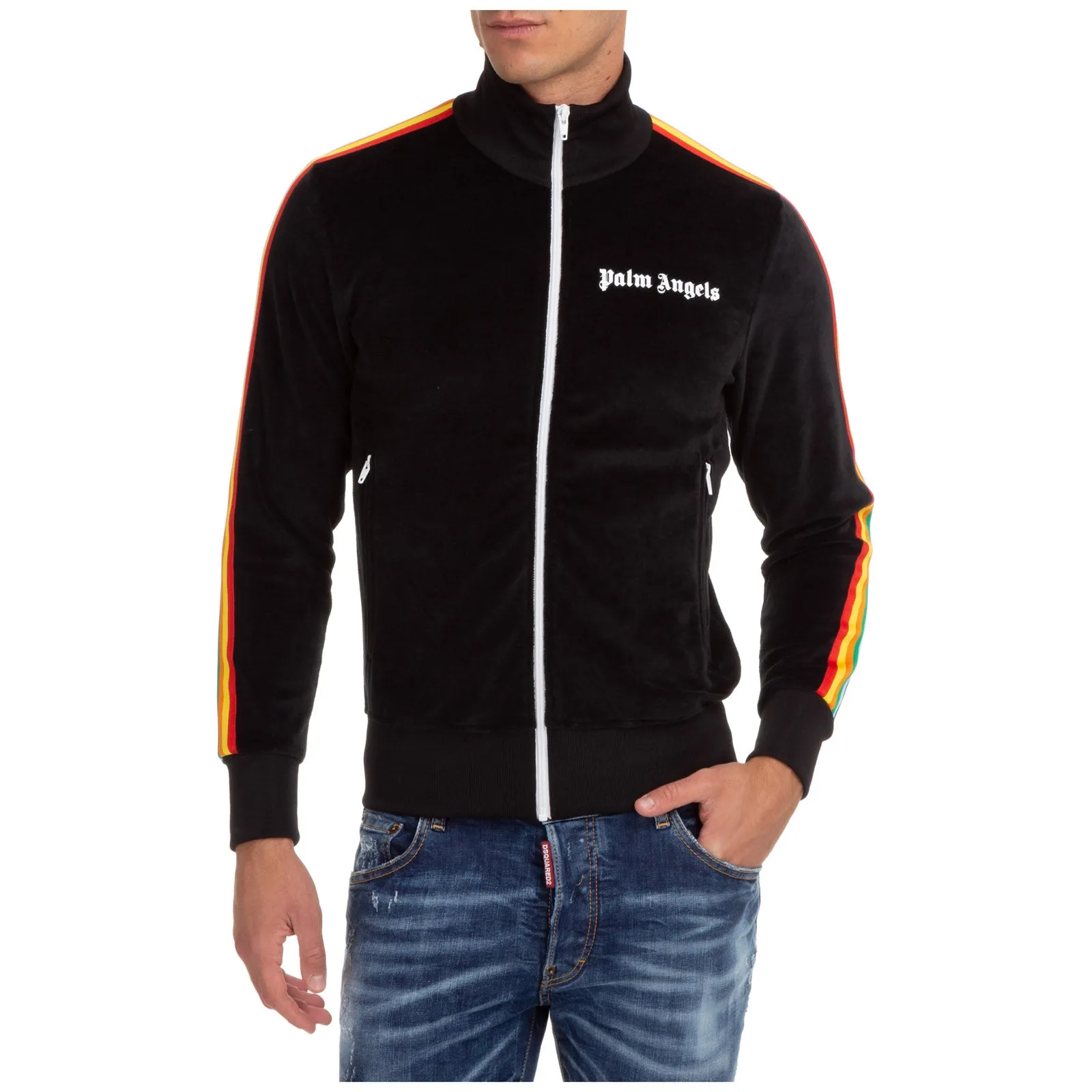Palm Angels Rainbow Stripe Chenille Track Jacket