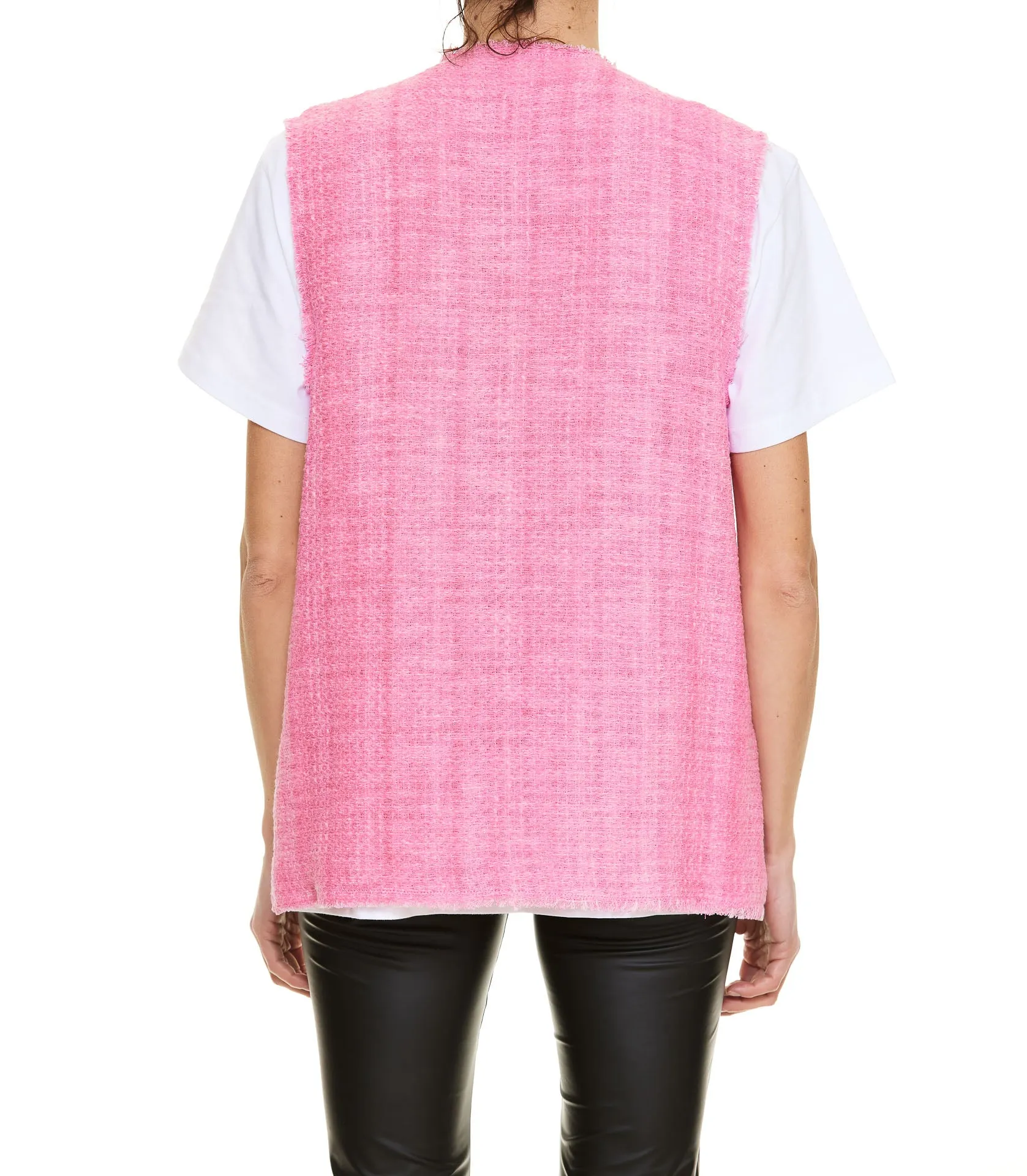 Pinko Logo Plaque Frayed Edge Tweed Vest