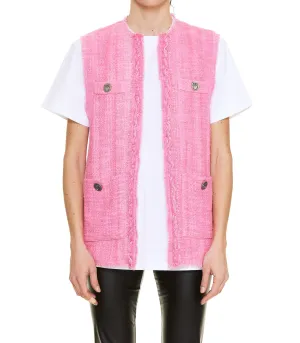 Pinko Logo Plaque Frayed Edge Tweed Vest
