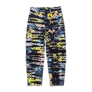 Printed Monogram Tie-Dye Cargo Denim Pants Multicolor
