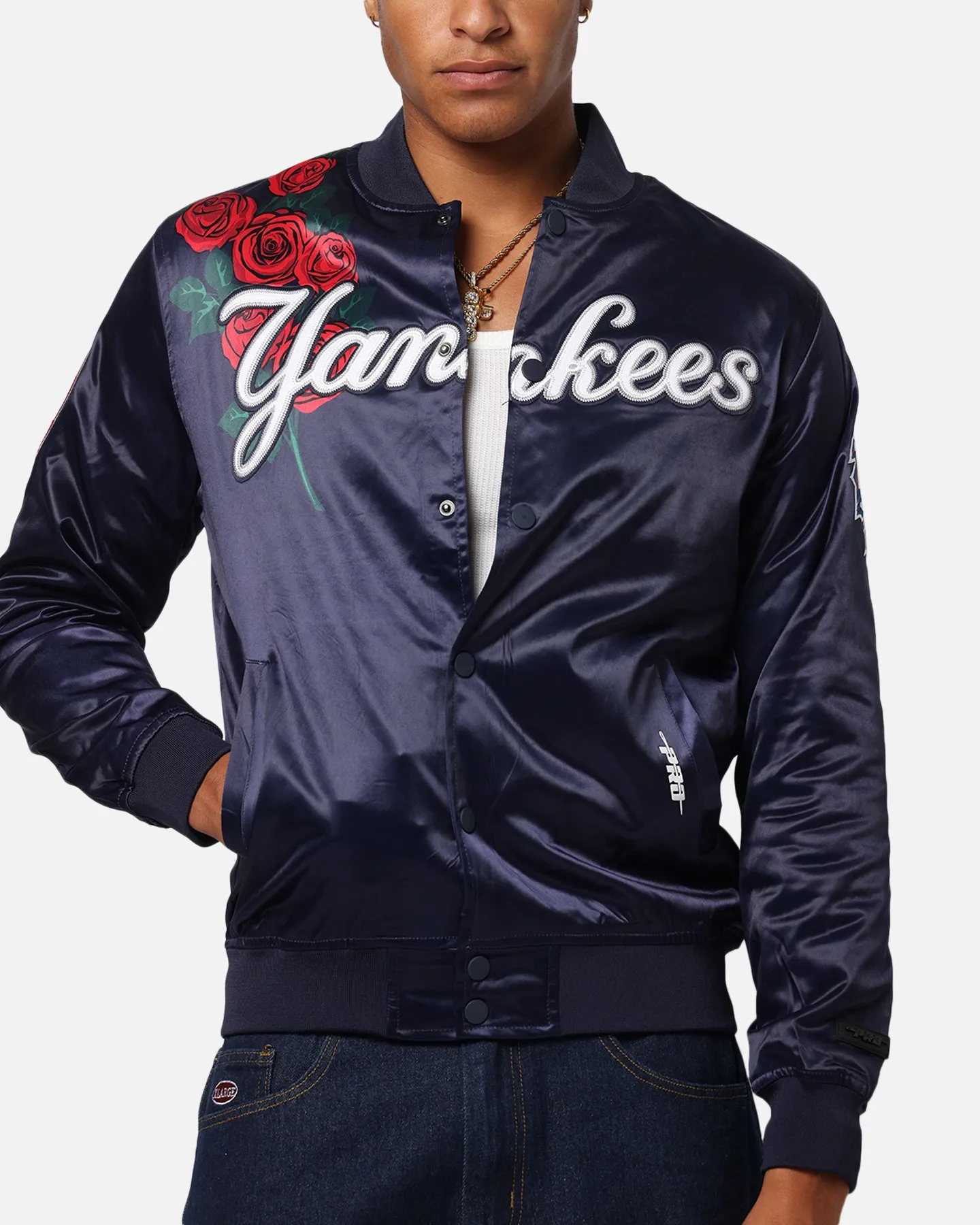 Pro Standard New York Yankees Roses Satin Jacket Navy