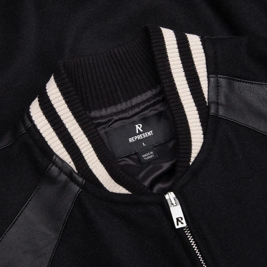 Raglan Varsity Jacket - Black