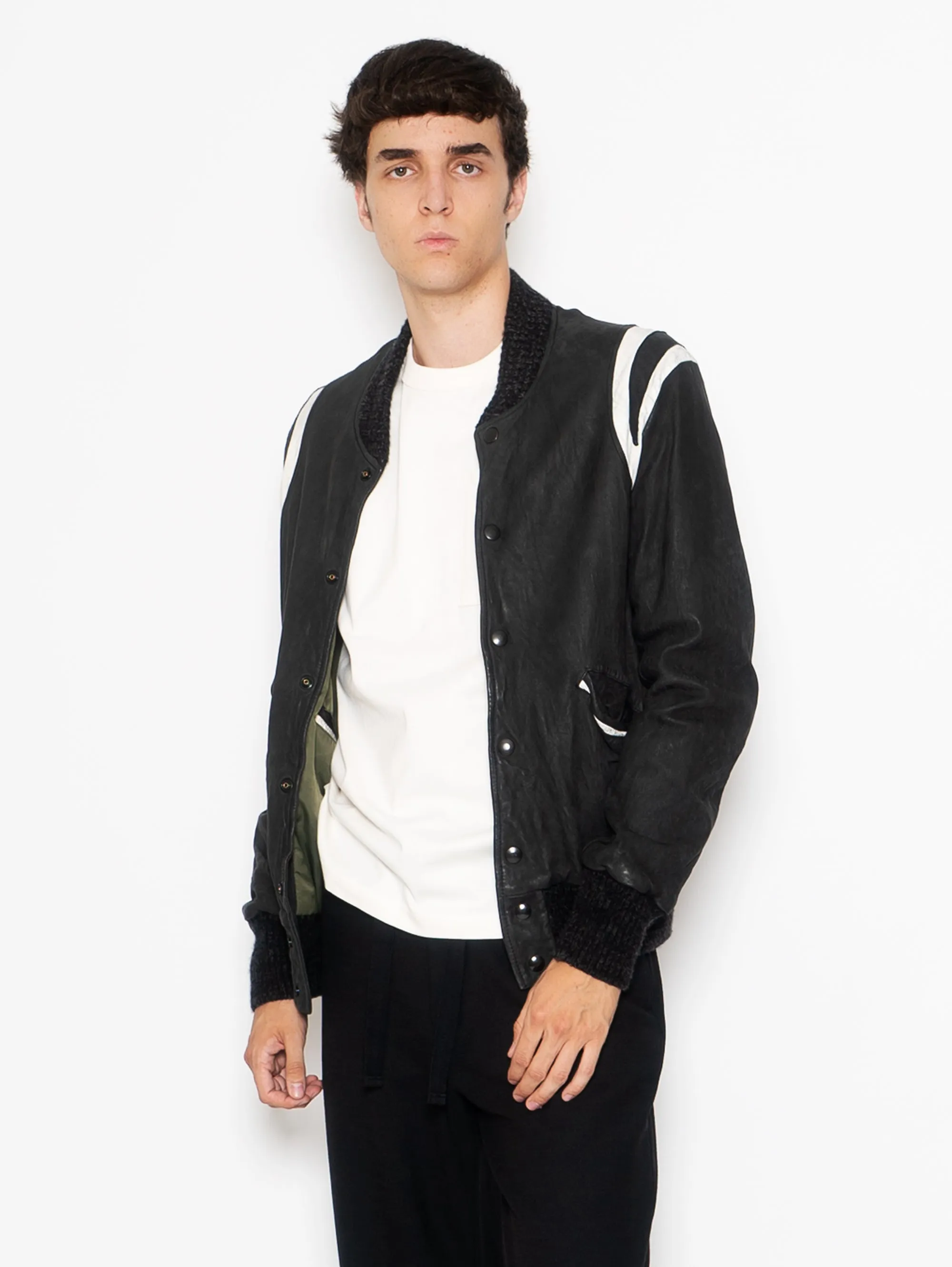 Reversible Varsity Bomber Jacket Black / Green