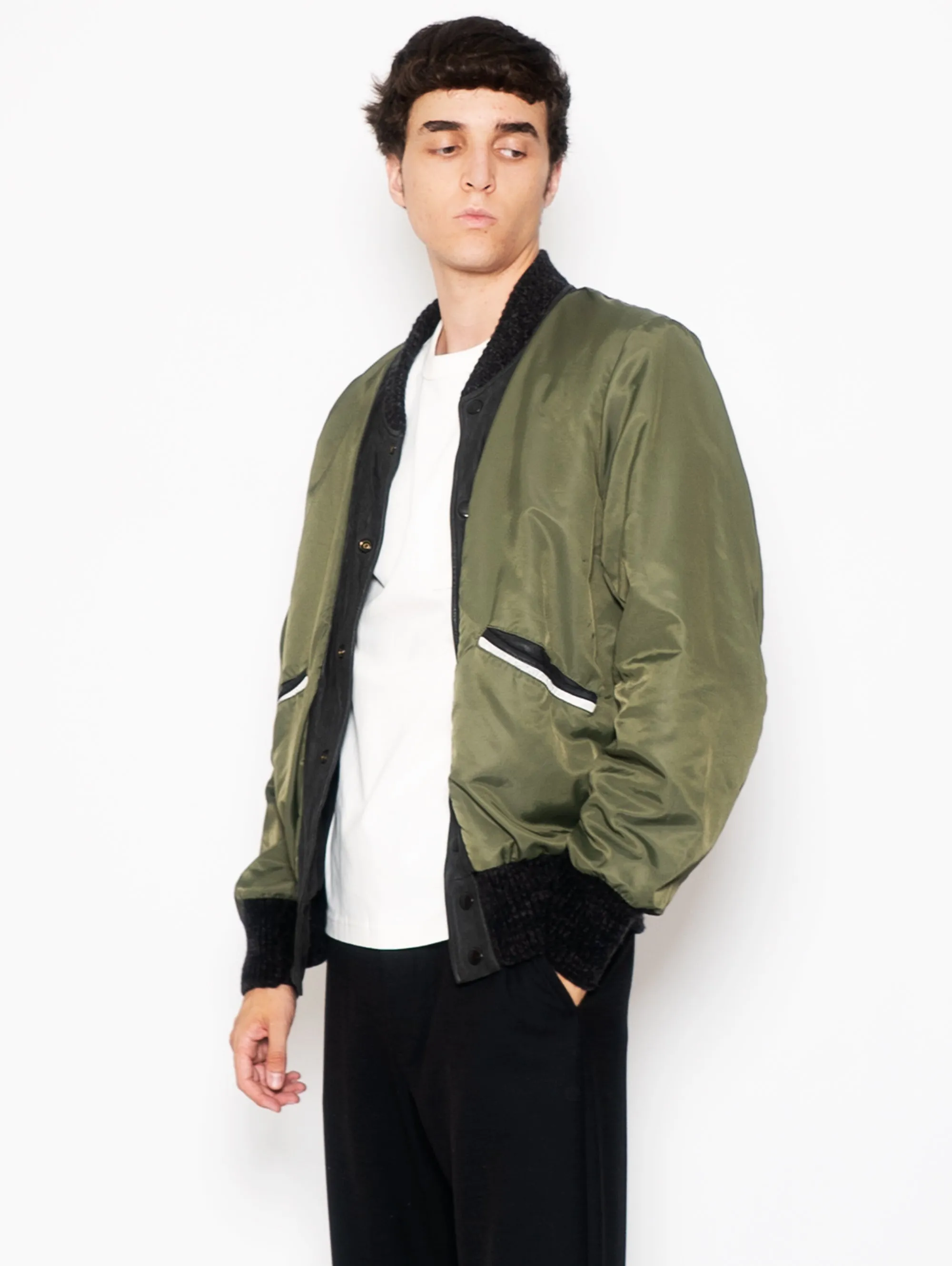 Reversible Varsity Bomber Jacket Black / Green