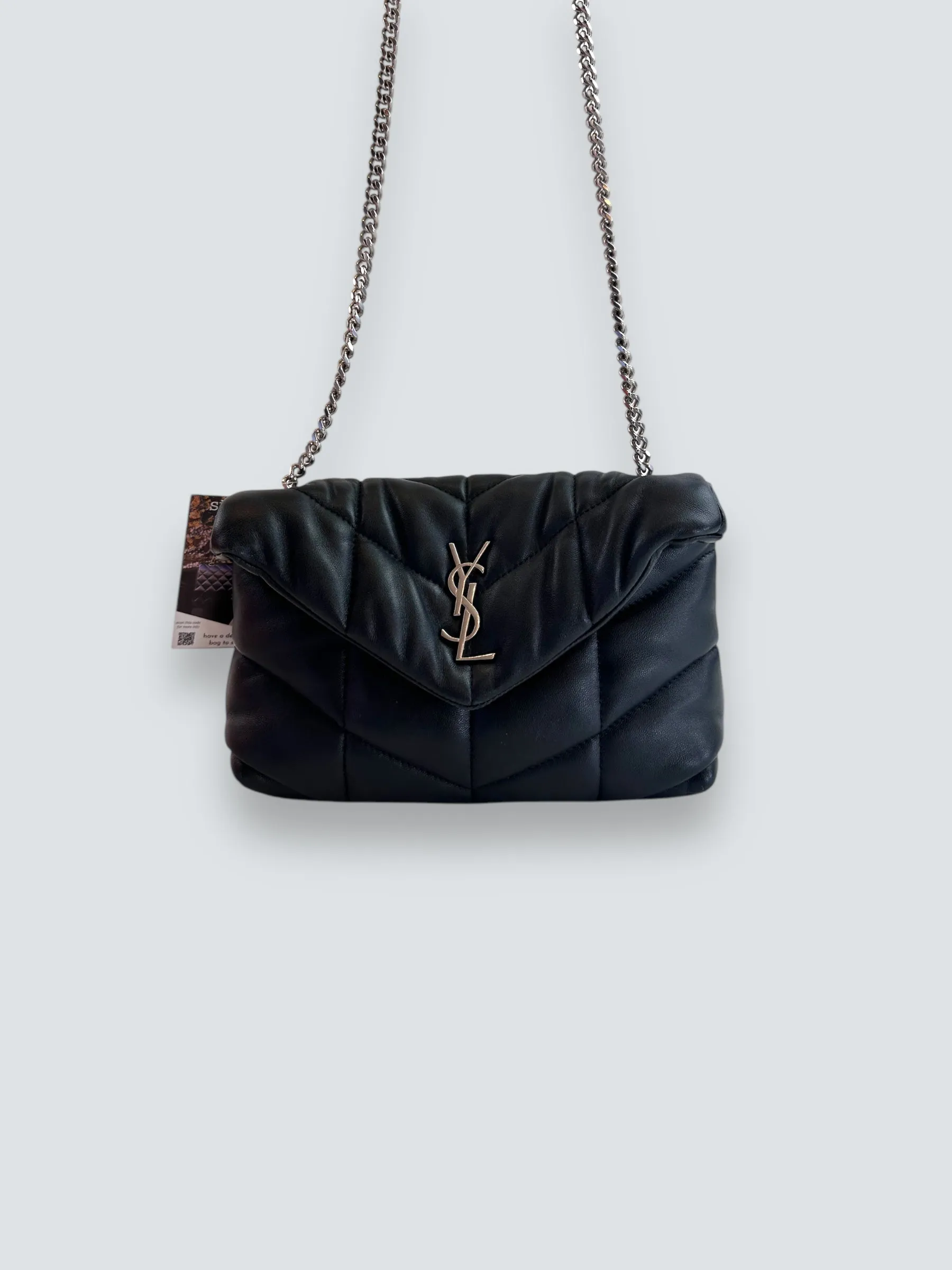 Saint Laurent Black Lambskin Leather Toy Puffer Crossbody