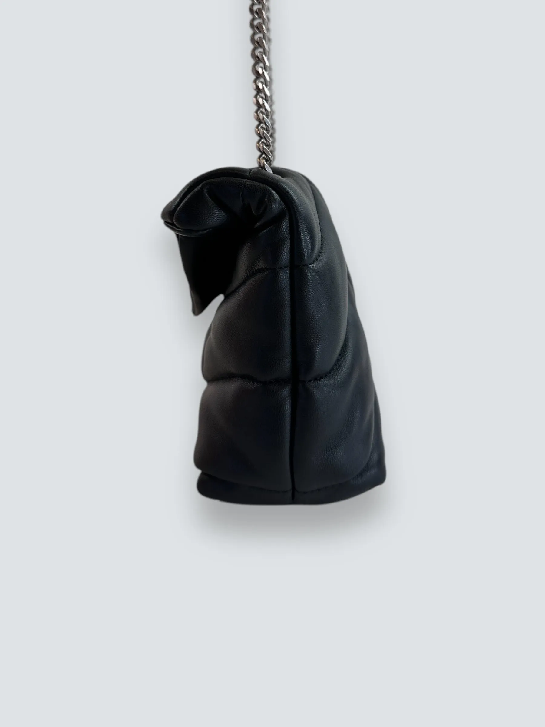 Saint Laurent Black Lambskin Leather Toy Puffer Crossbody
