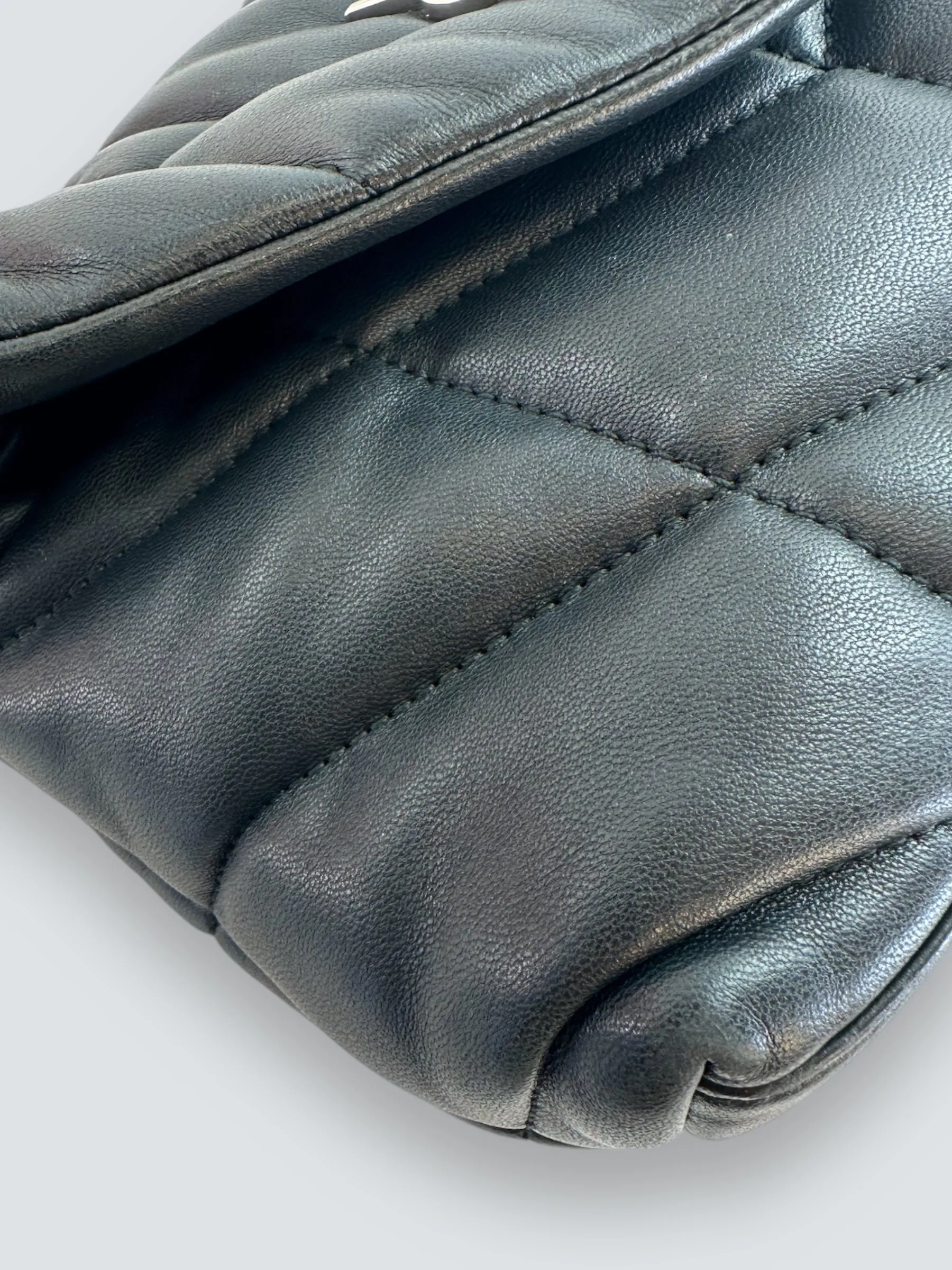 Saint Laurent Black Lambskin Leather Toy Puffer Crossbody